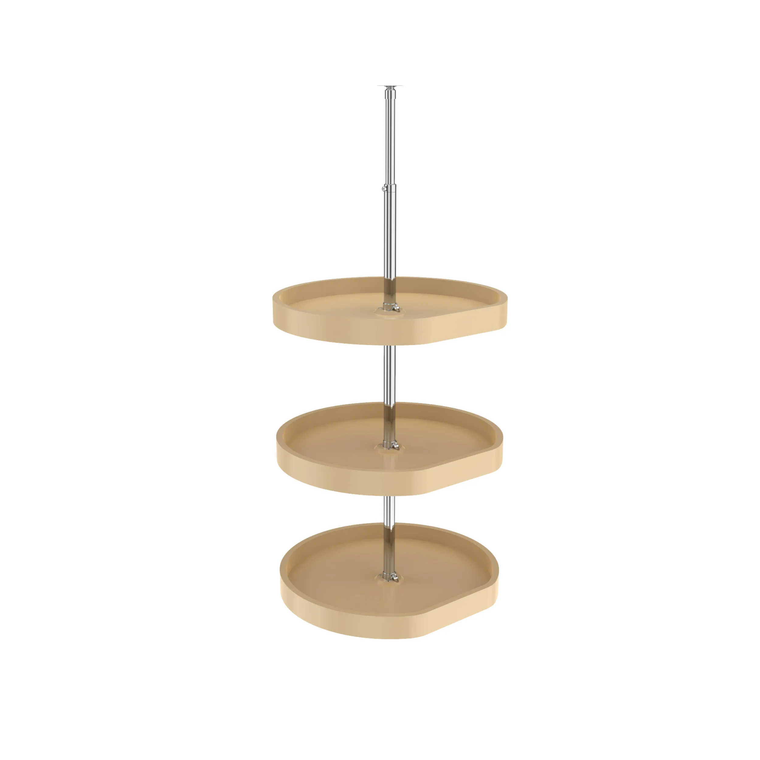 20 in Almond Polymer D-Shape Lazy Susans 3-Shelf Almond 20 in (508 mm) W x 20 in (508 mm) D x 38 in (965 mm) H
