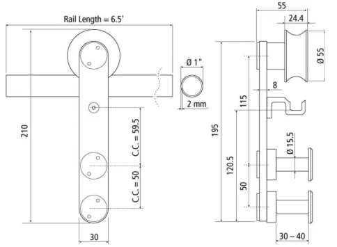 BARNDOORKIT RND RAIL SURF MT 6.5 SOFT CL - Image 3