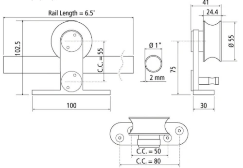 BARNDOORKIT RND RAIL TOP MNT 6.5 SS - Image 2