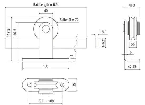 BARNDOORKIT FLAT R/TOP MNT 6.5FT MT BL - Image 3