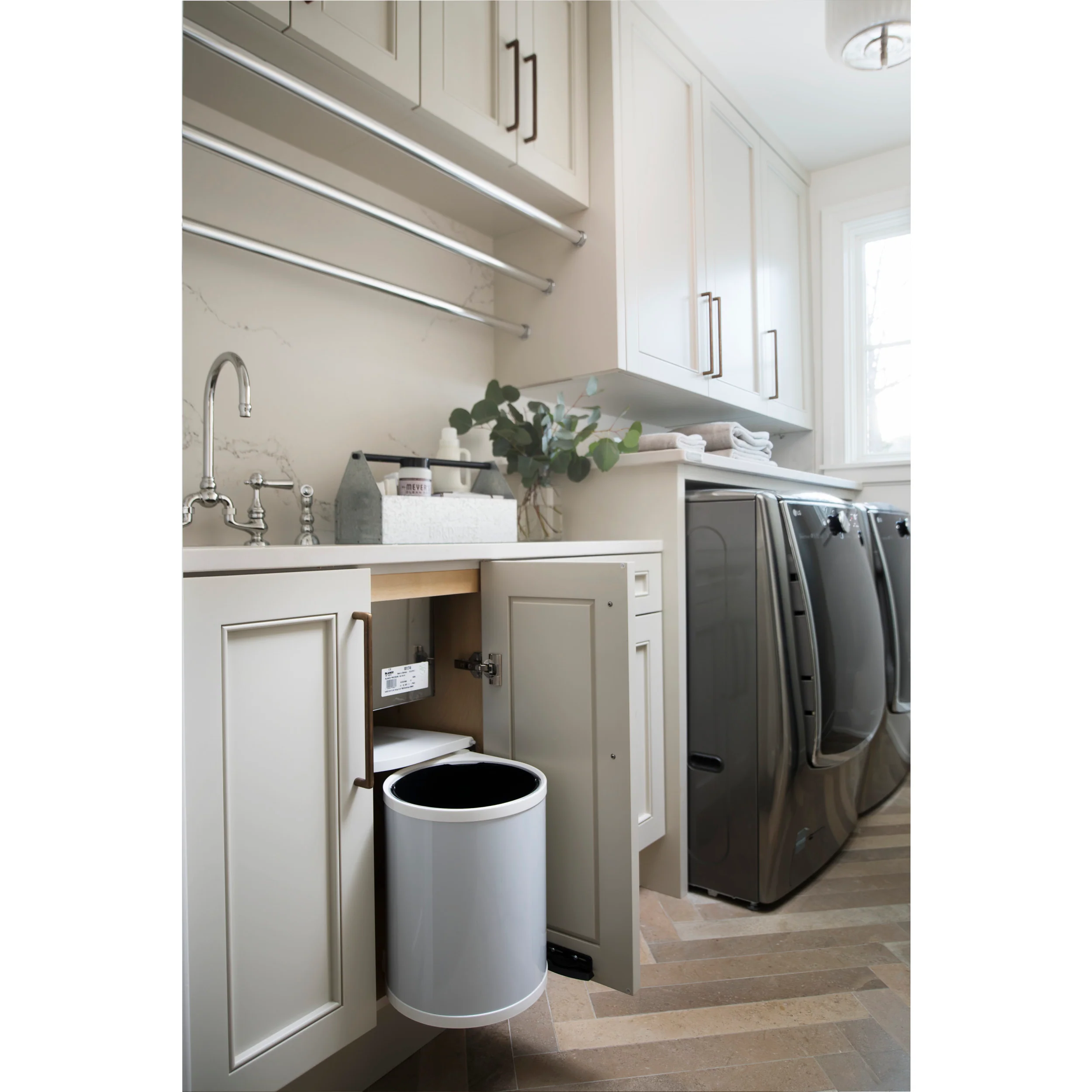 14 Liter Pivot Out Waste Container White 11 in (279 mm) W x 10.5 in (267 mm) D x 17.13 in (435 mm) H