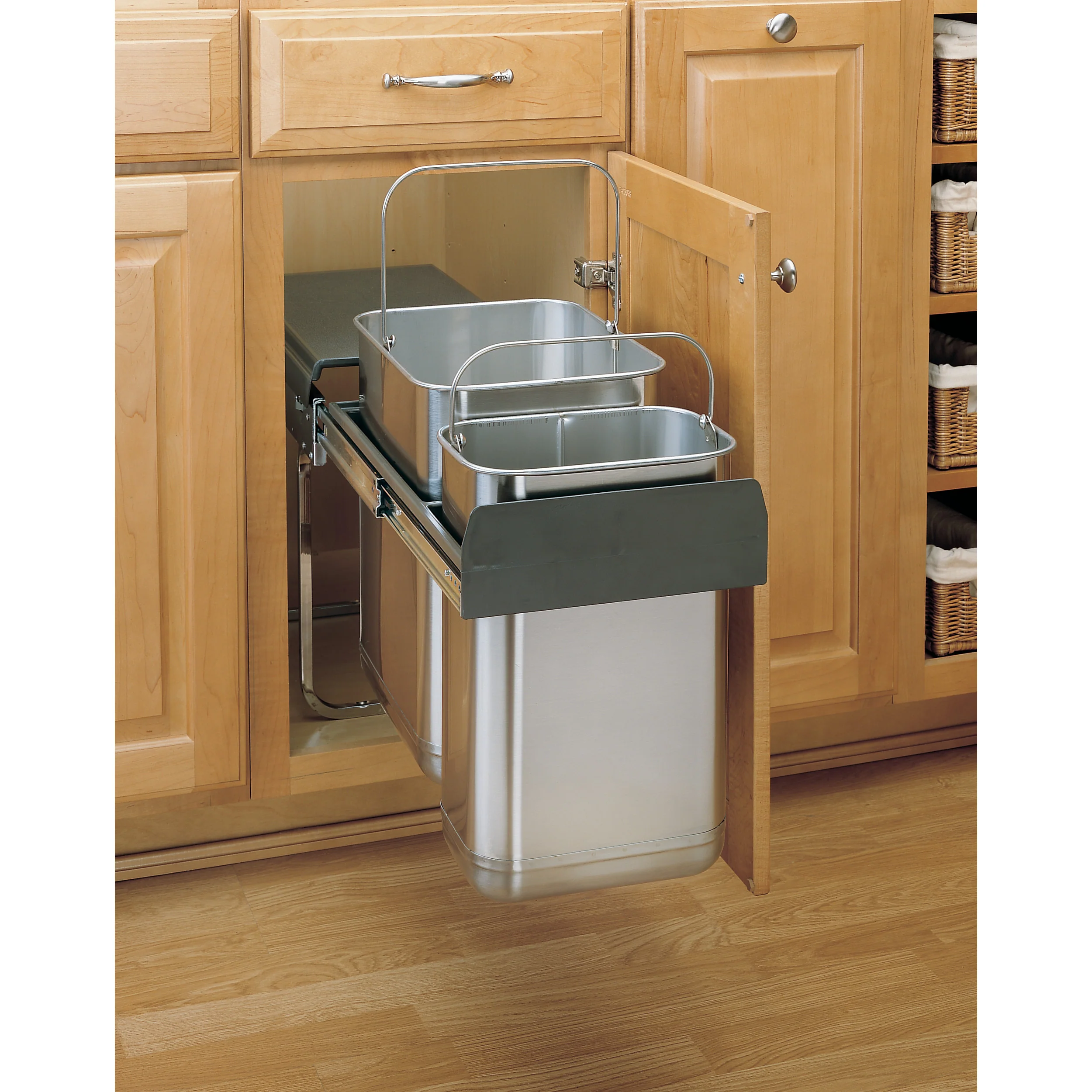 Pull-Out Under-Sink Waste Containers Stainless 10.25 in (260 mm) W x 18.75 in (476 mm) D x 15.19 in (386 mm) H - Image 2