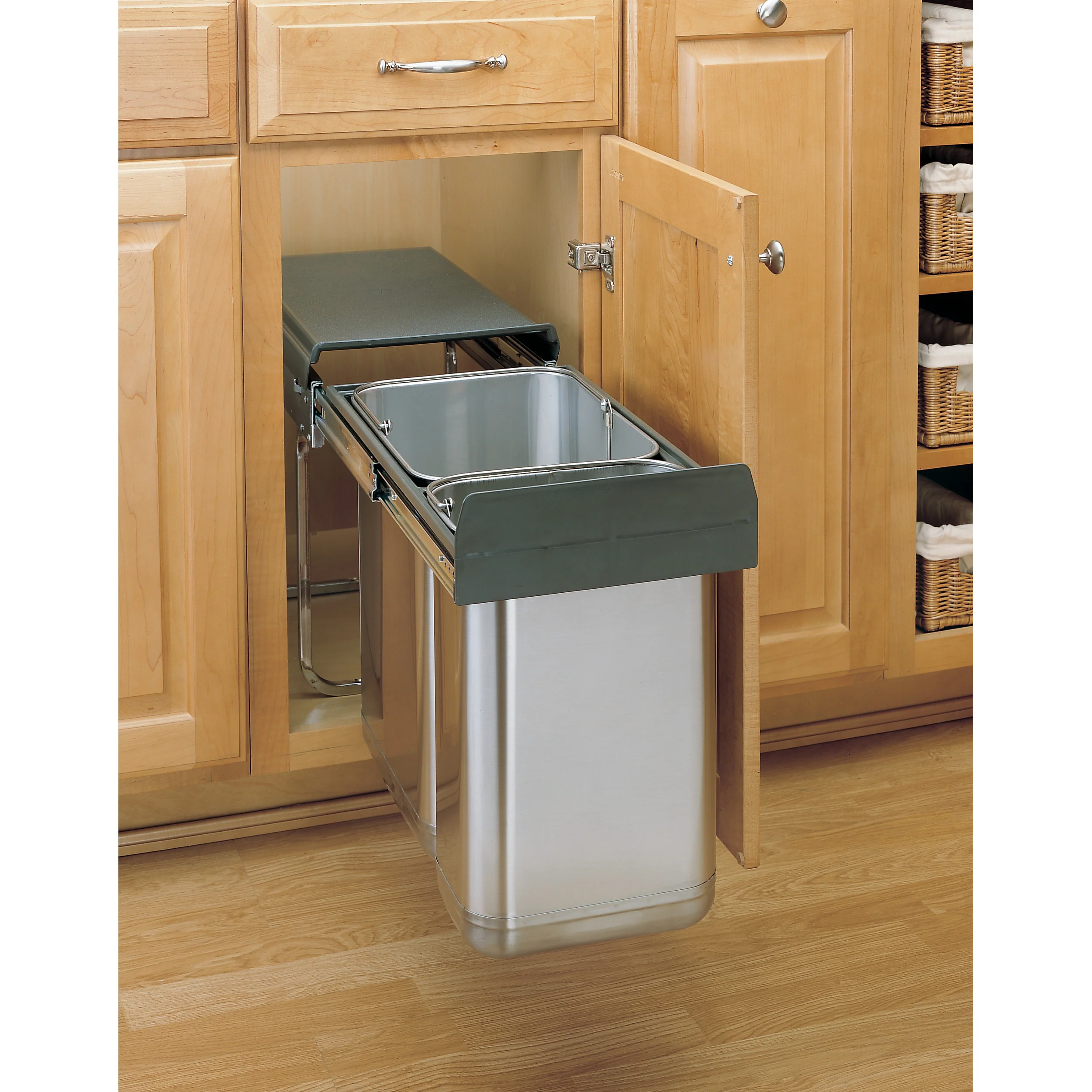 Pull-Out Under-Sink Waste Containers Stainless 10.25 in (260 mm) W x 18.75 in (476 mm) D x 15.19 in (386 mm) H - Image 3