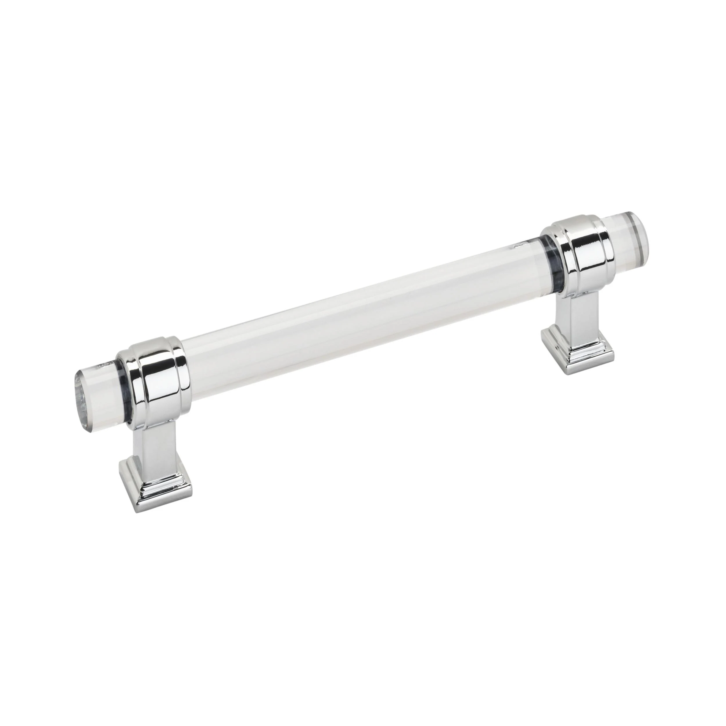 Amerock Glacio 5-1/16(128) Inch Center to Center Handle Cabinet Pulls Clear/Polished Chrome