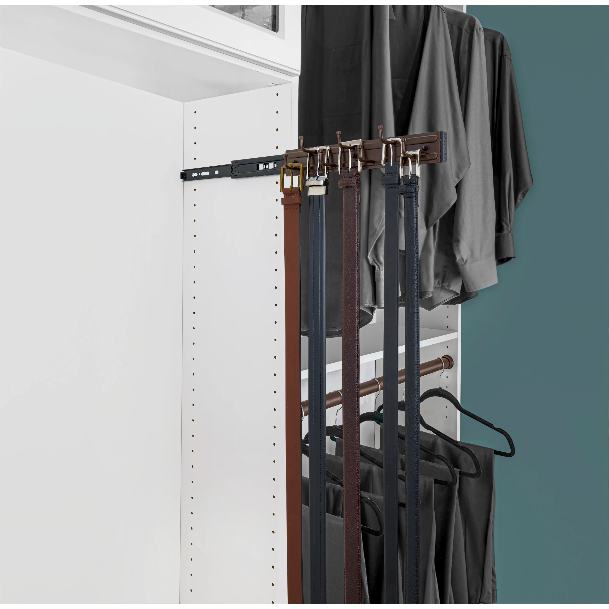12 inOil Rubbed Bronze Pullout Belt Rack Oil Rubbed Bronze 2.5 in (64 mm) W x 12 in (305 mm) D x 1.88 in (48 mm) H - Image 2