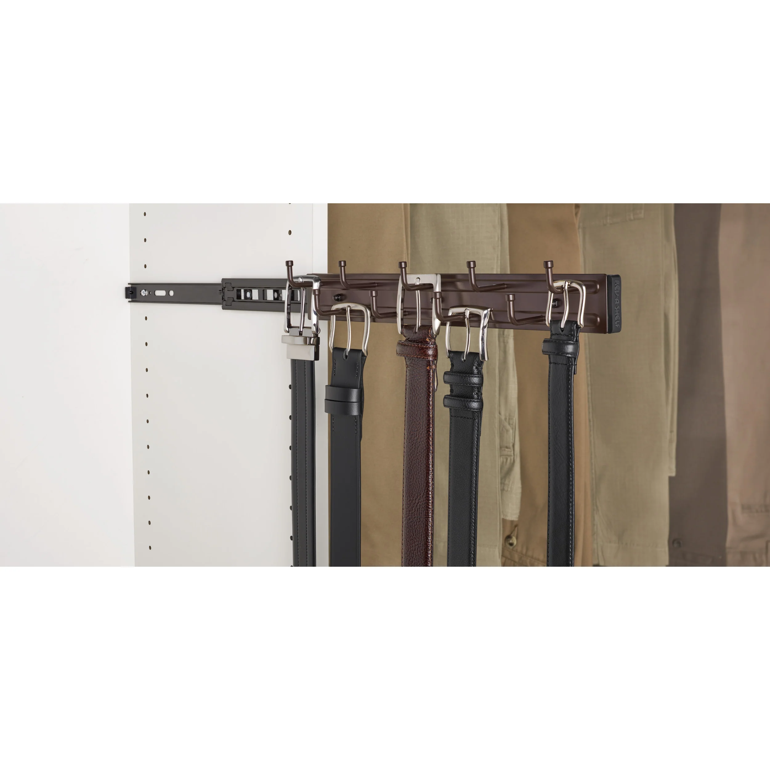 14 in Oil Rubbed Bronze Pullout Belt Rack Oil Rubbed Bronze 2.5 in (64 mm) W x 14 in (356 mm) D x 1.88 in (48 mm) H