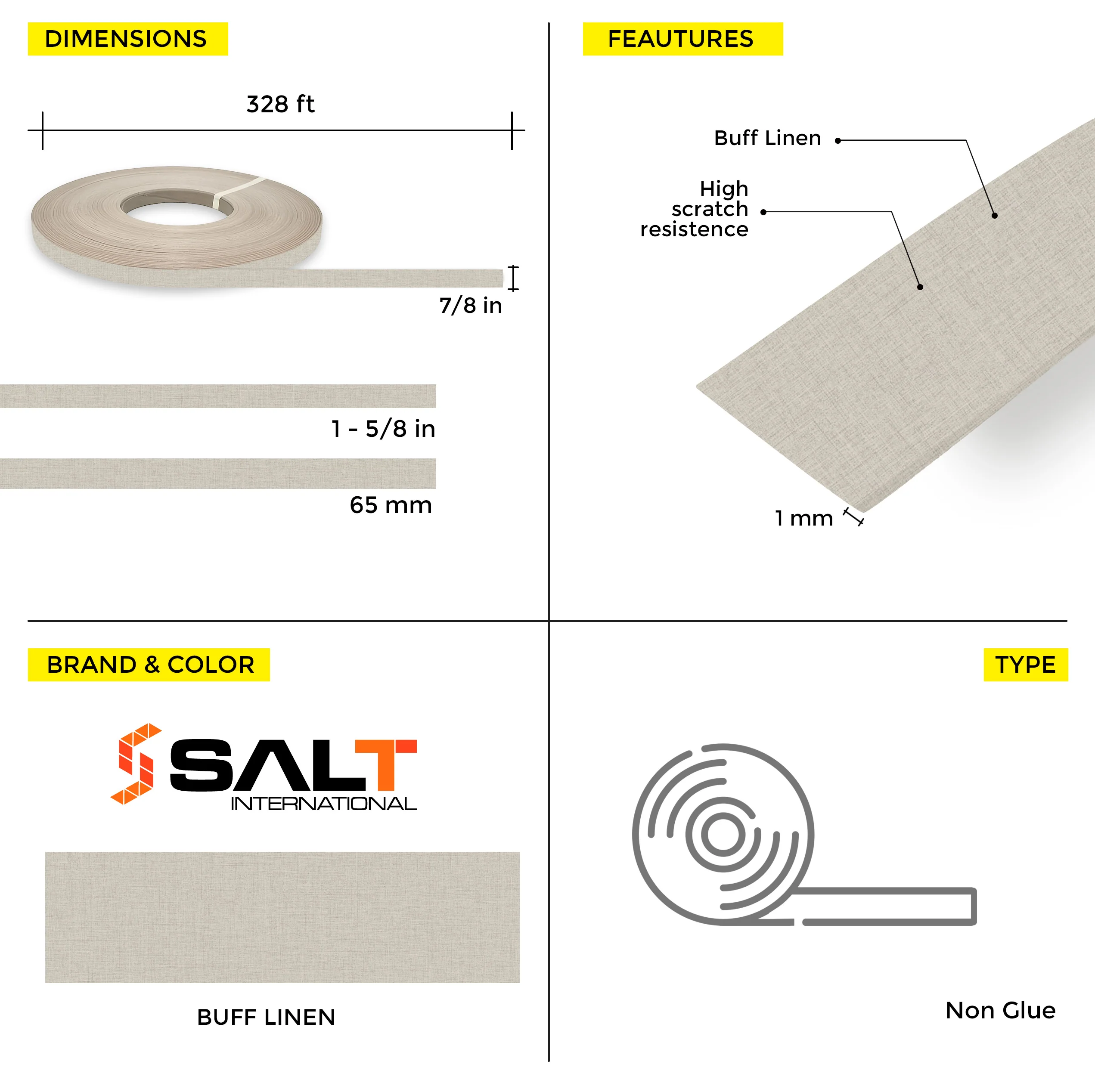 Buff Linen PVC Edge Banding (328 ft x 1 mm) - Image 5