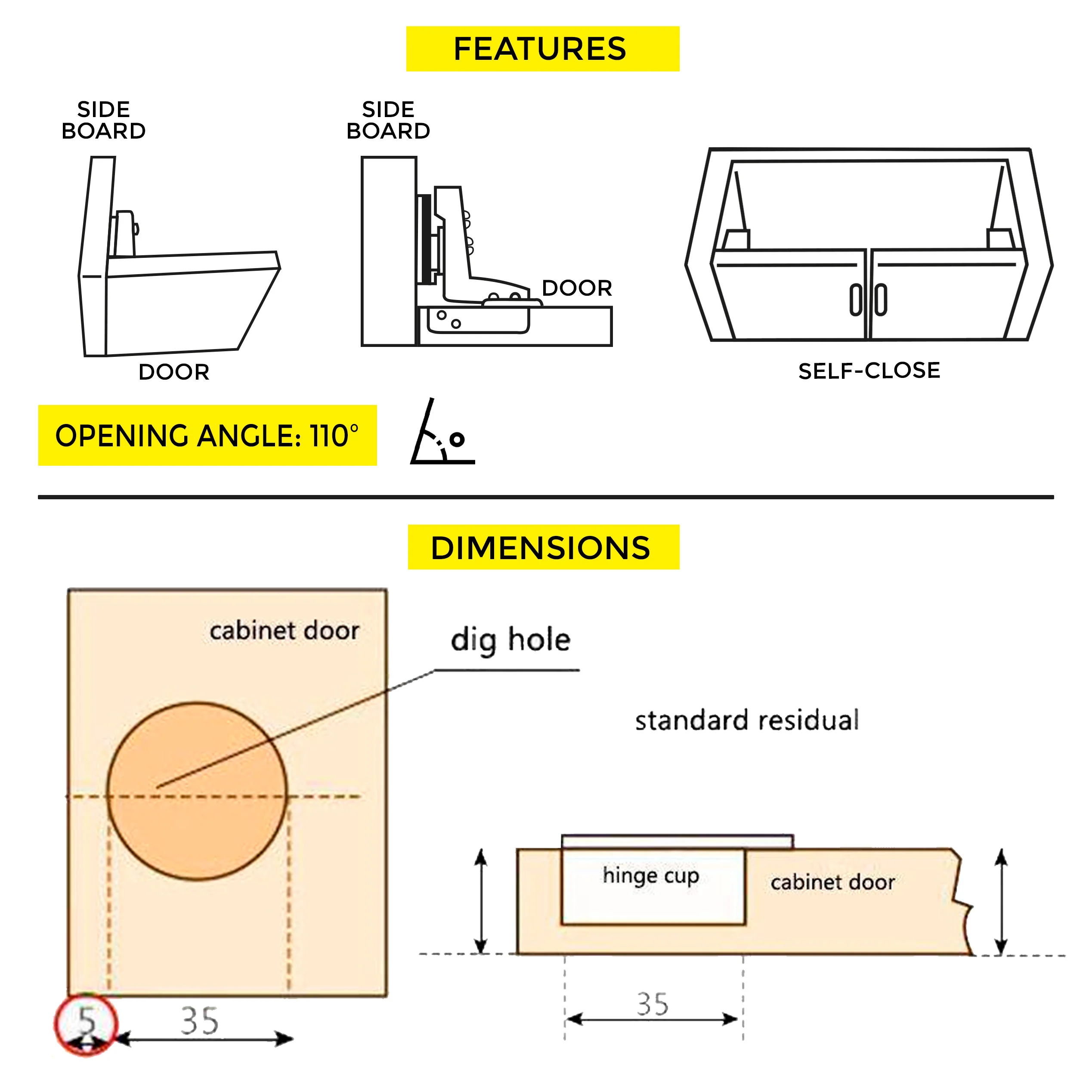Slide-On Hinge Inset Plate Included - Image 4