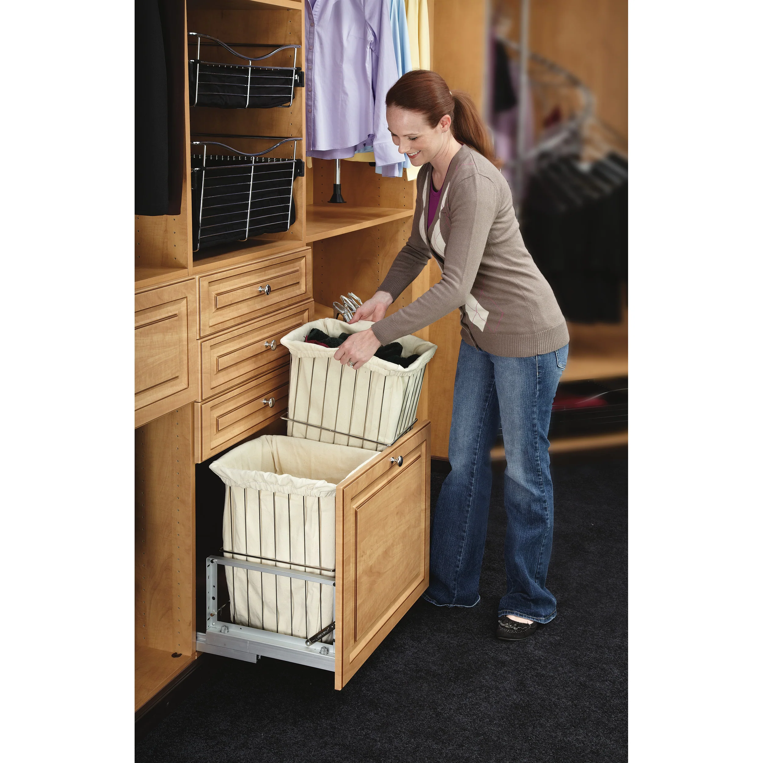 24 in White Wire Bin Hamper, Soft Close White 24 in (610 mm) W x 13.94 in (354 mm) D x 18.88 in (480 mm) H - Image 4