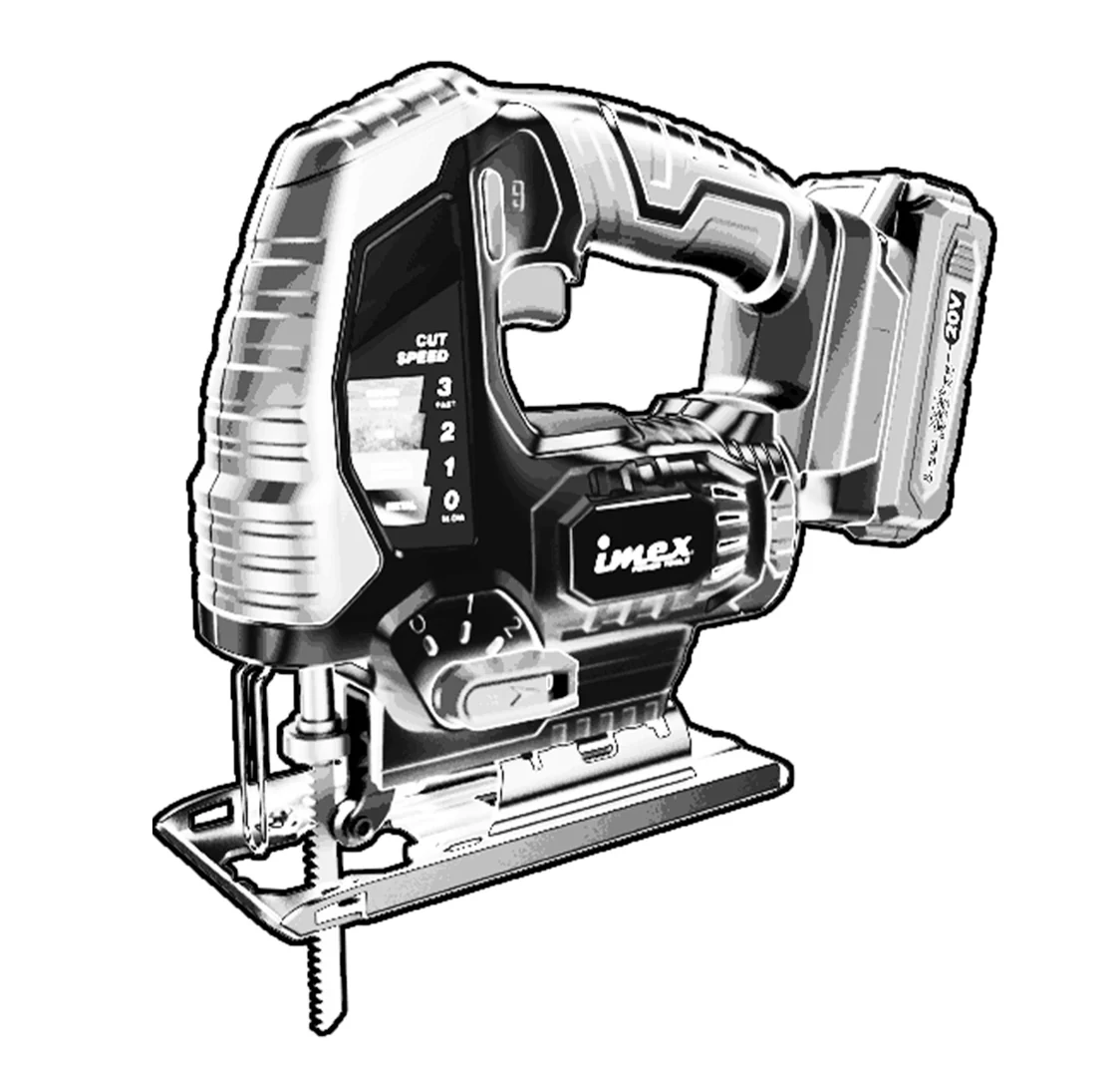 20V Cordless Jig Saw with Battery and Charger - IMEX Power Tools - Image 3