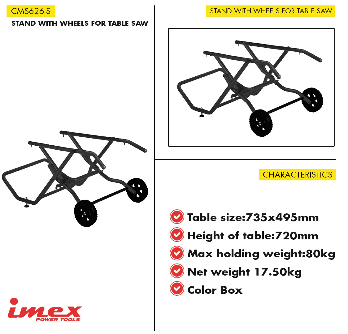 Table Saw Stand with Wheels - IMEX Power Tools - Image 2