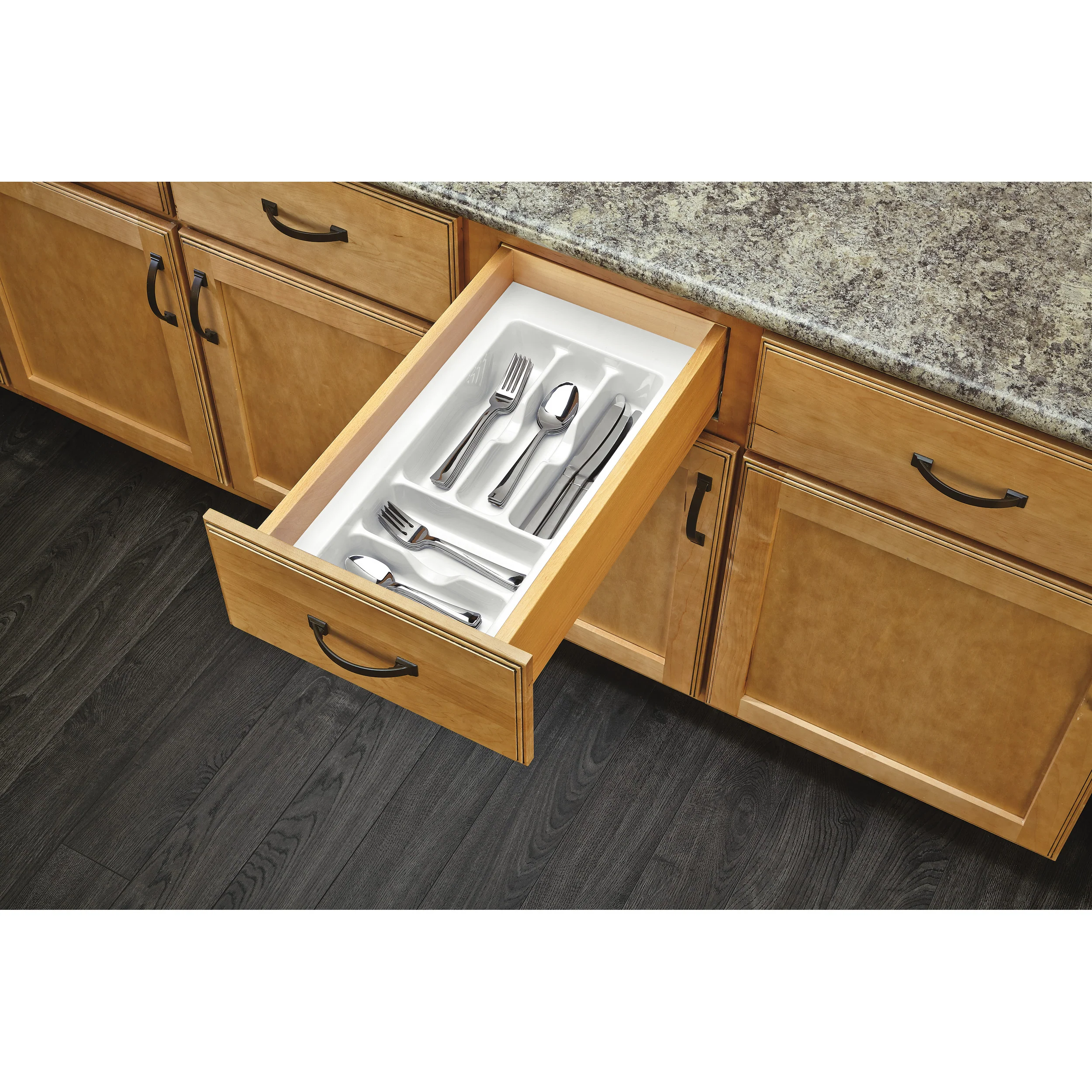 Small White Cutlery Drawer Organizer White 11.5 in (292 mm) W x 21.25 in (540 mm) D x 2.38 in (60 mm) H - Image 2