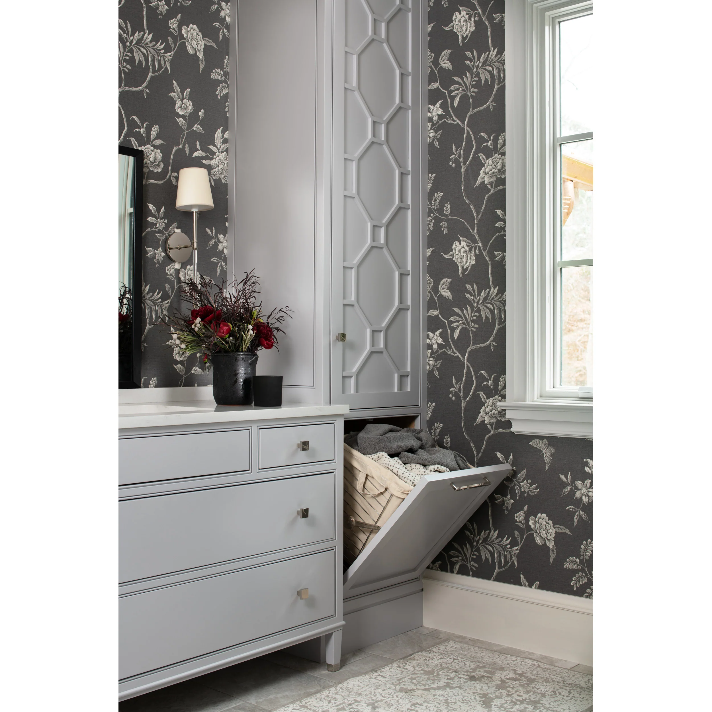21 in Satin Nickel Tilt Out Hamper Basket Satin Nickel 20.5 in (521 mm) W x 13.5 in (343 mm) D x 19.75 in (502 mm) H - Image 3