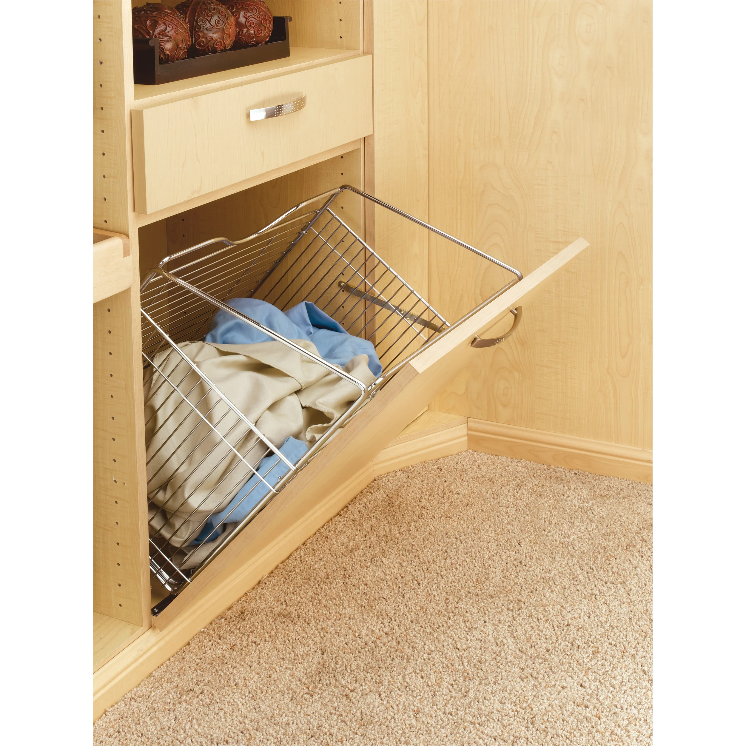 21 in Satin Nickel Tilt Out Hamper Basket Satin Nickel 20.5 in (521 mm) W x 13.5 in (343 mm) D x 19.75 in (502 mm) H - Image 4