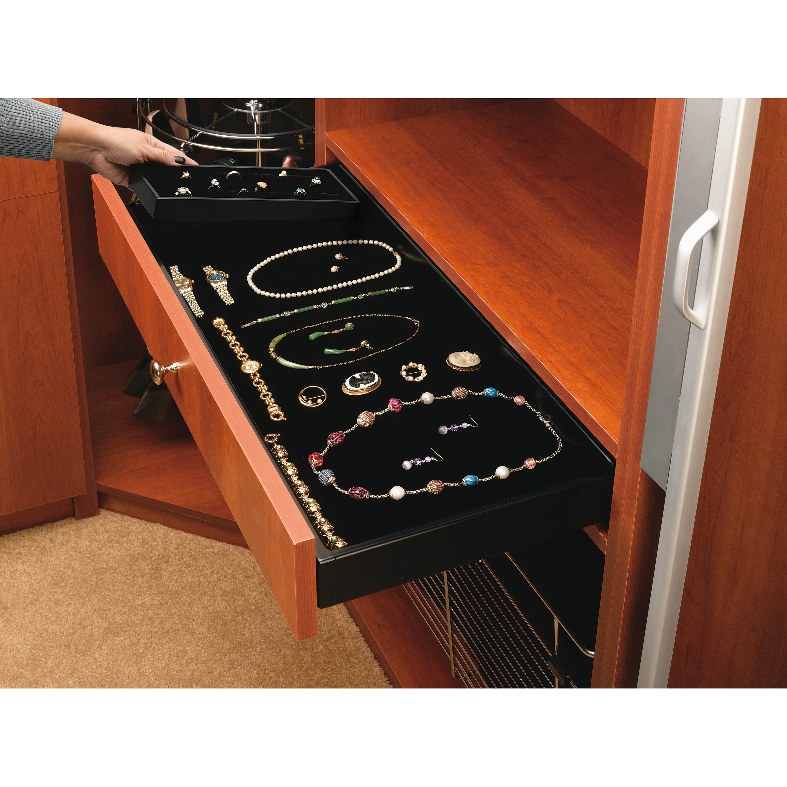 18 in Black Small Undermount Jewelry Drawer Black 18 in (457 mm) W x 14 in (356 mm) D x 3.13 in (80 mm) H - Image 5