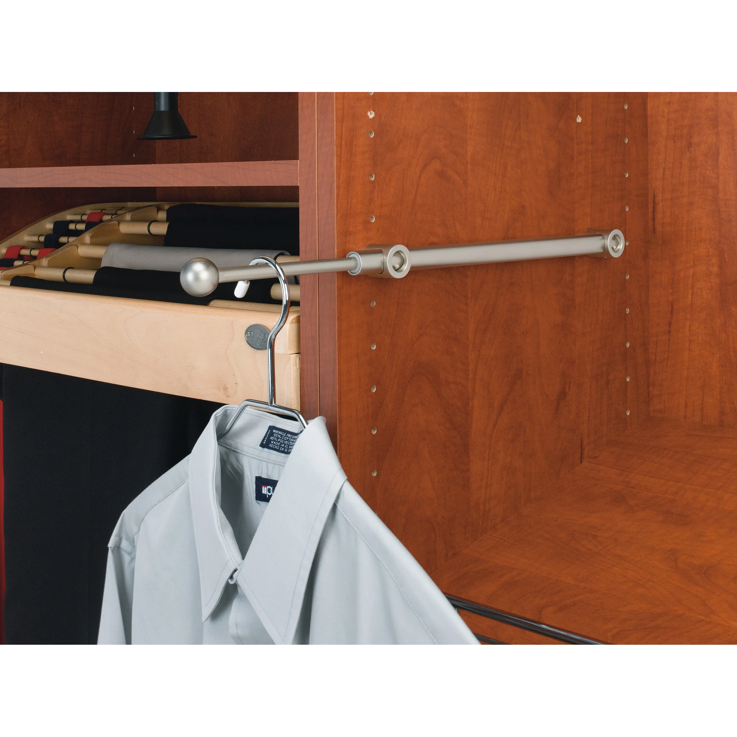 12 in Satin Nickel Designer Valet Rod Satin Nickel 1.25 in (32 mm) W x 11.88 in (302 mm) D x 1.13 in (29 mm) H - Image 2