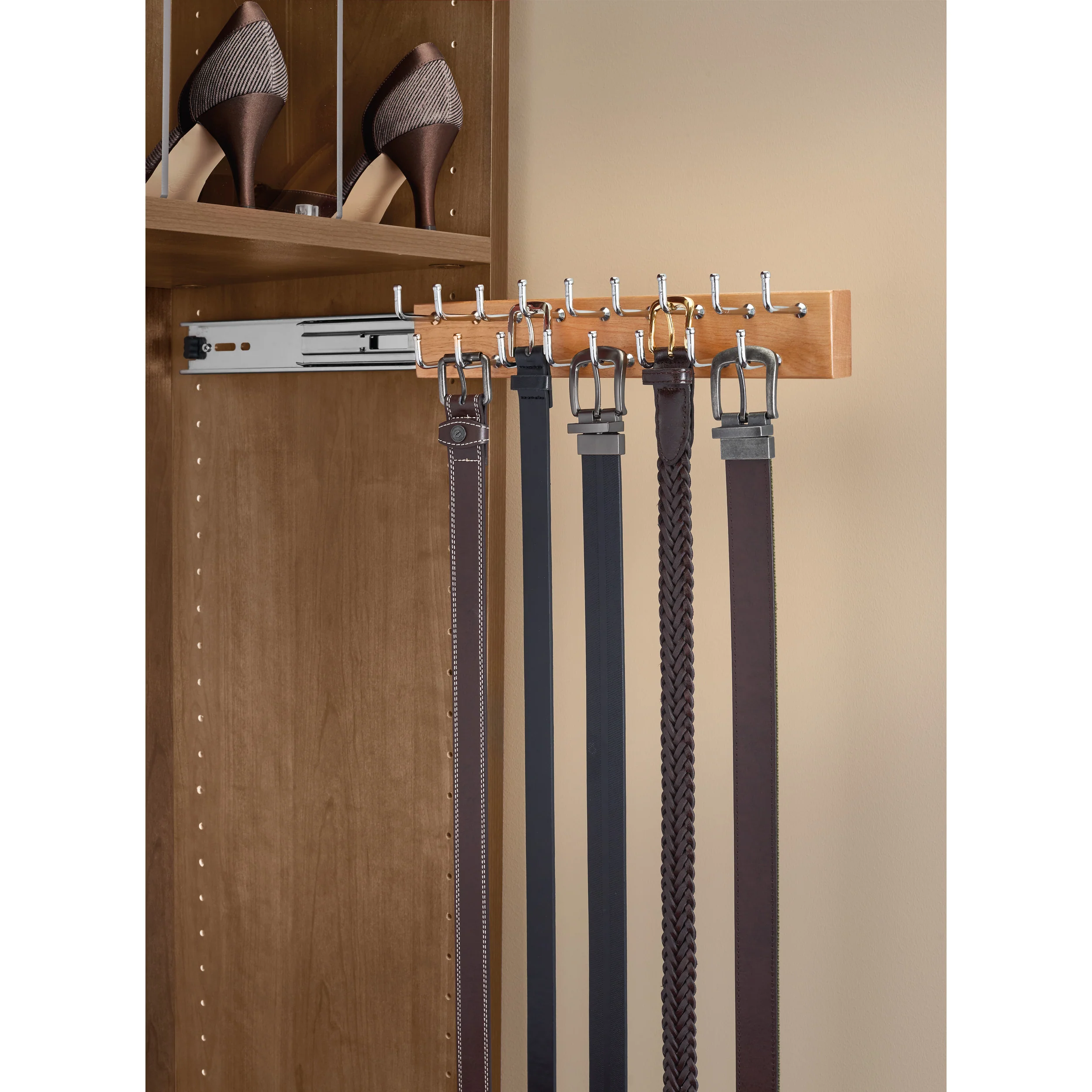 14 in Natural Side mount Belt Rack Natural 2.75 in (70 mm) W x 13.88 in (353 mm) D x 2.88 in (73 mm) H - Image 3