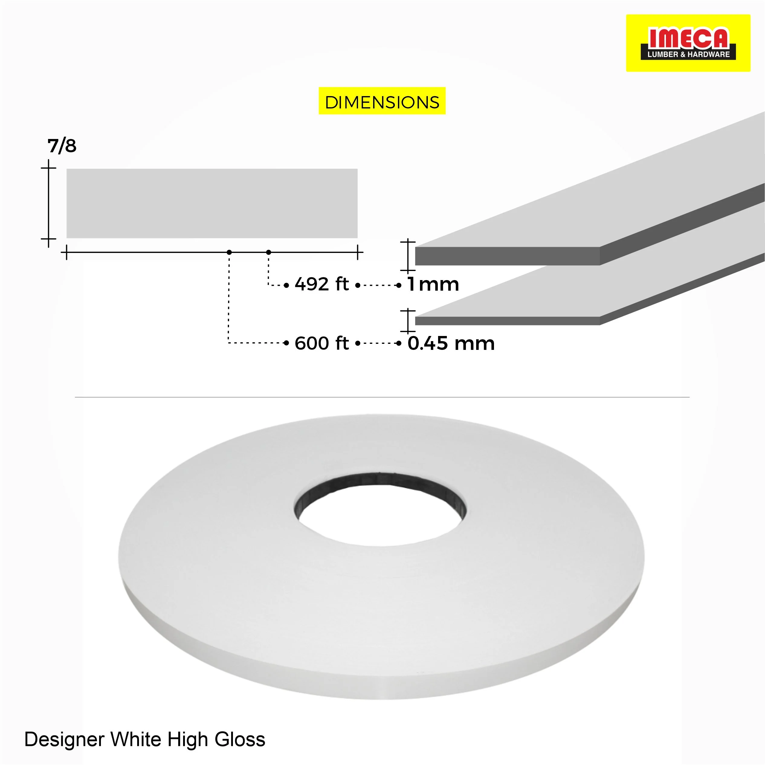 Designer White High Gloss PVC Edge Banding - Image 10