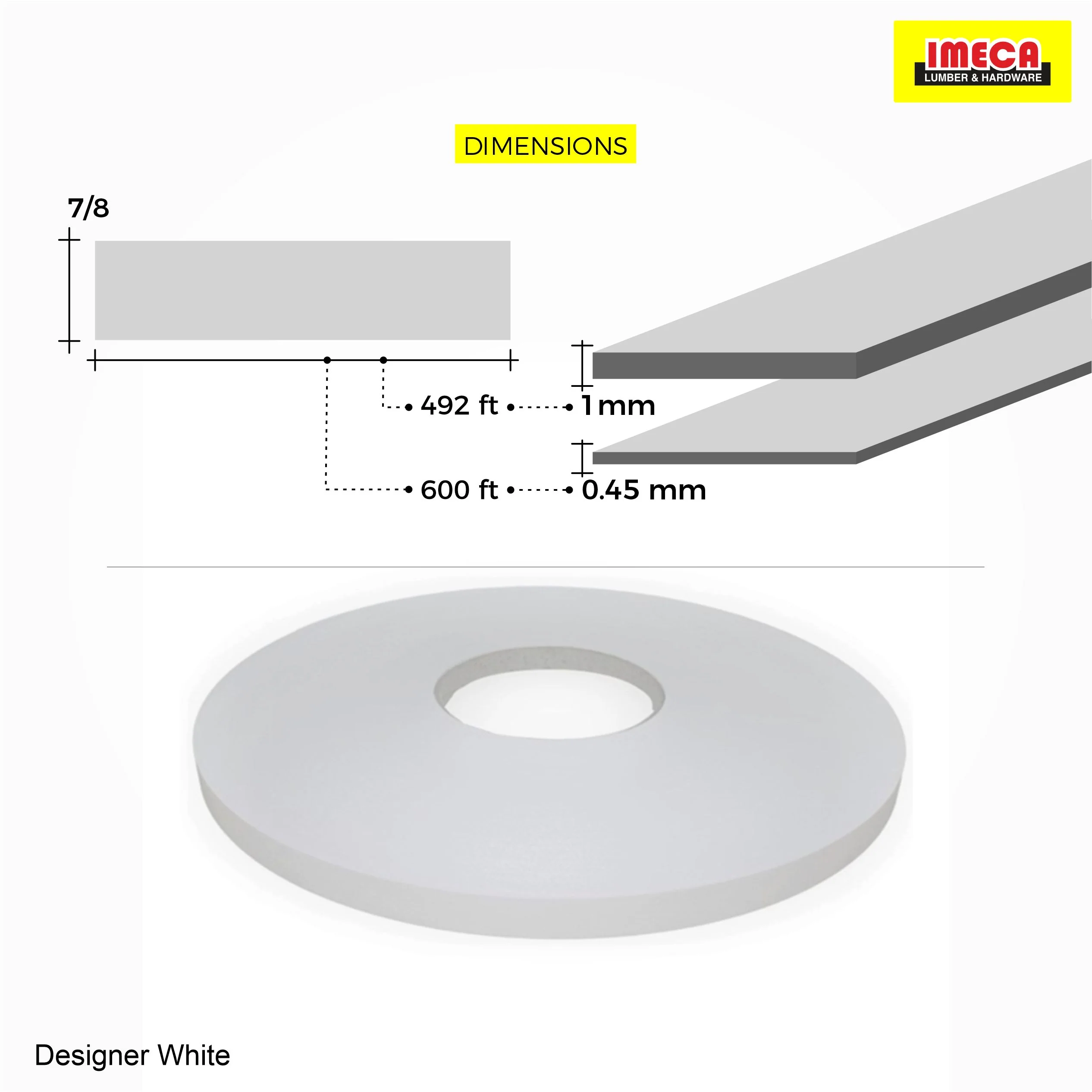 Designer White PVC Edge Banding - Image 2