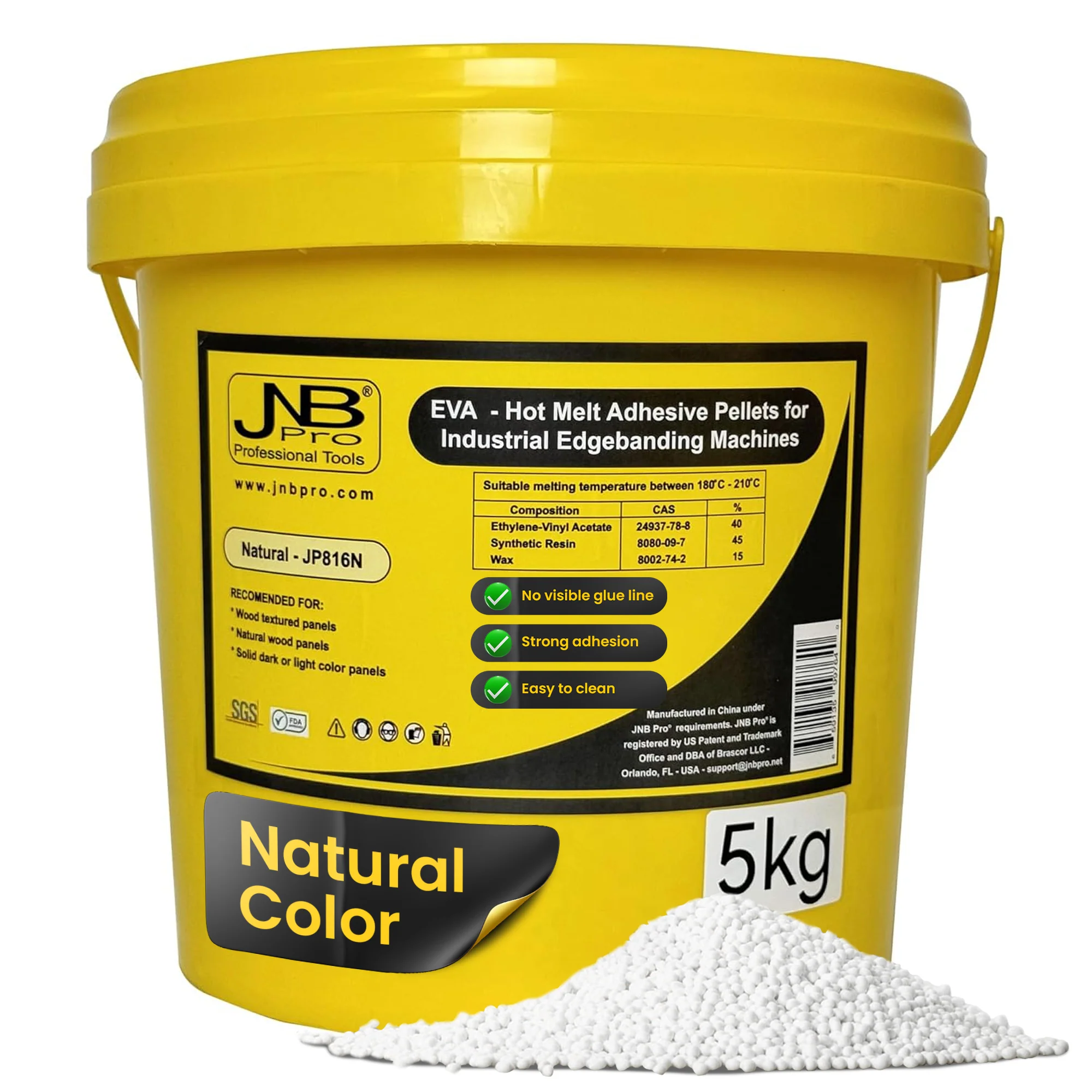 Edgeband Glue:NATURAL - EVA Hotmelt Adhesive Pellets 5 KG - Edgebanding