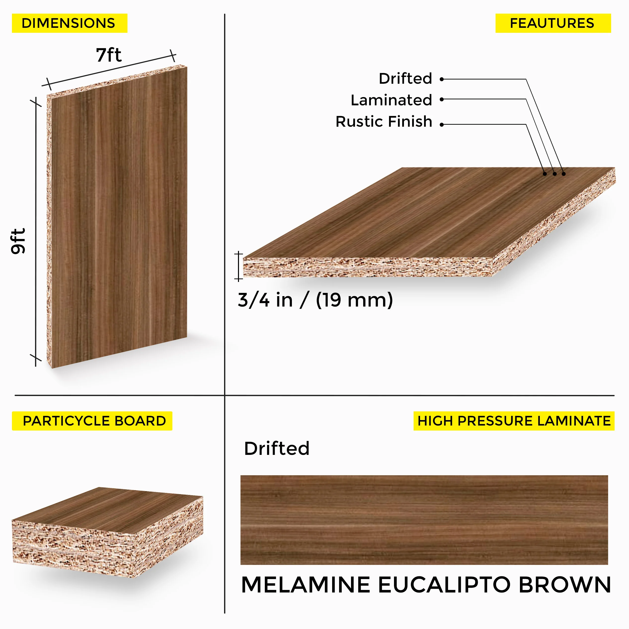 Eucalipto Brown Melamine 7 Ft X 9 Ft - Image 3