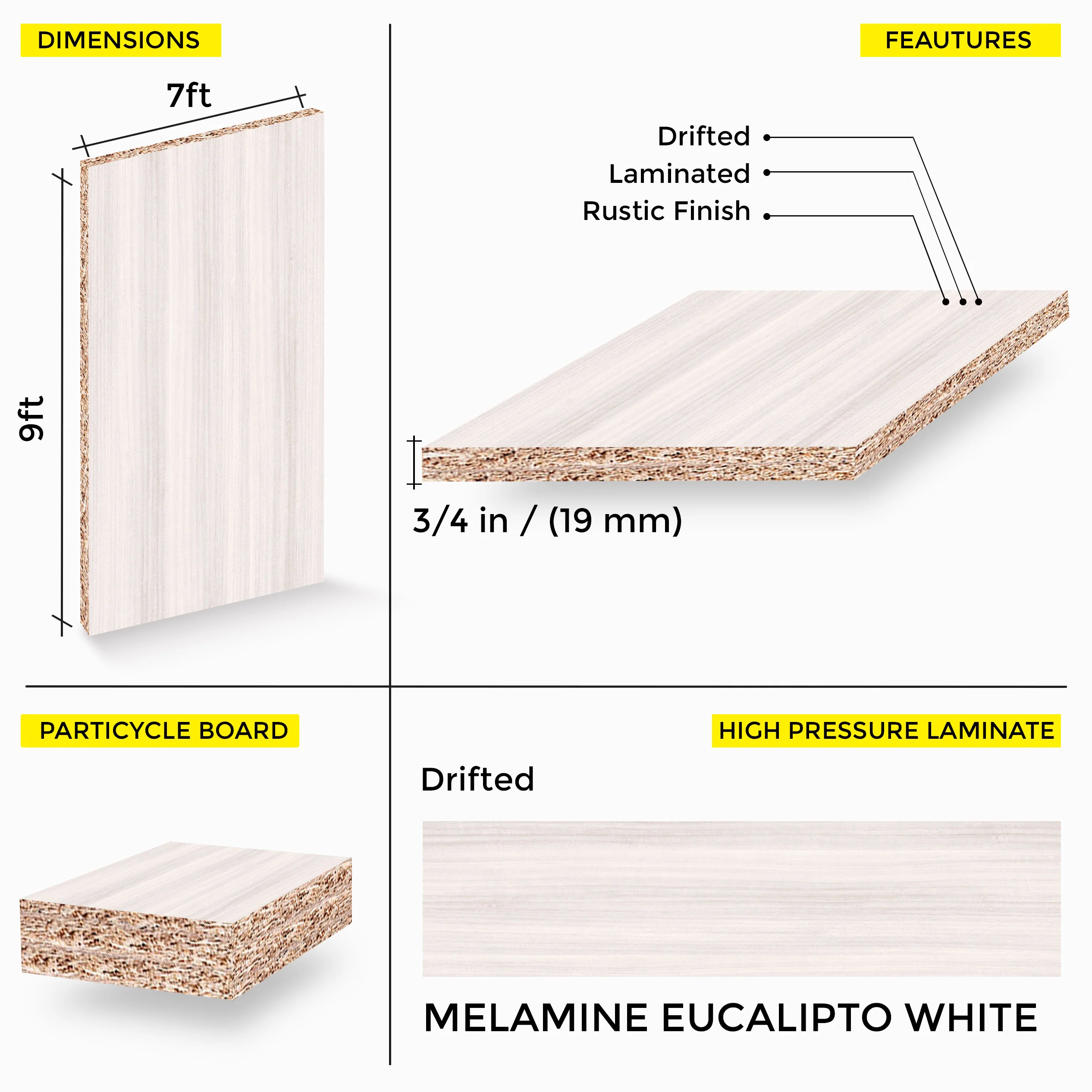 Eucalipto White Melamine 7 Ft X 9 Ft - Image 2