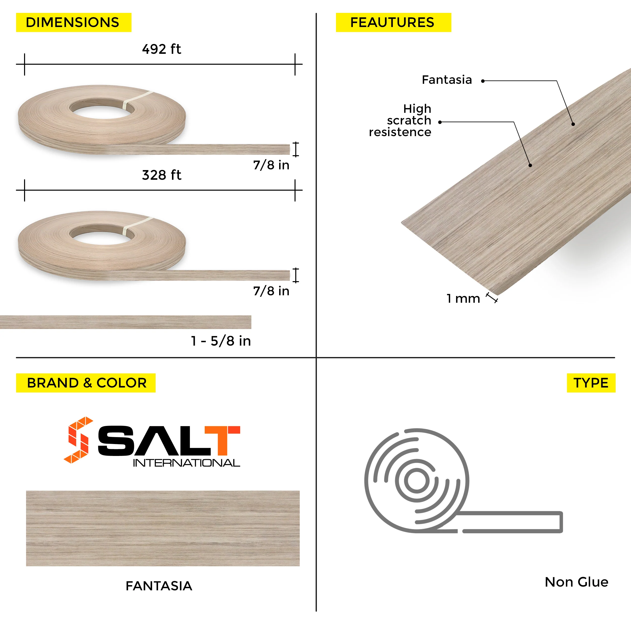 Fantasia PVC Edge Banding (328 ft x 1 mm) - Image 7