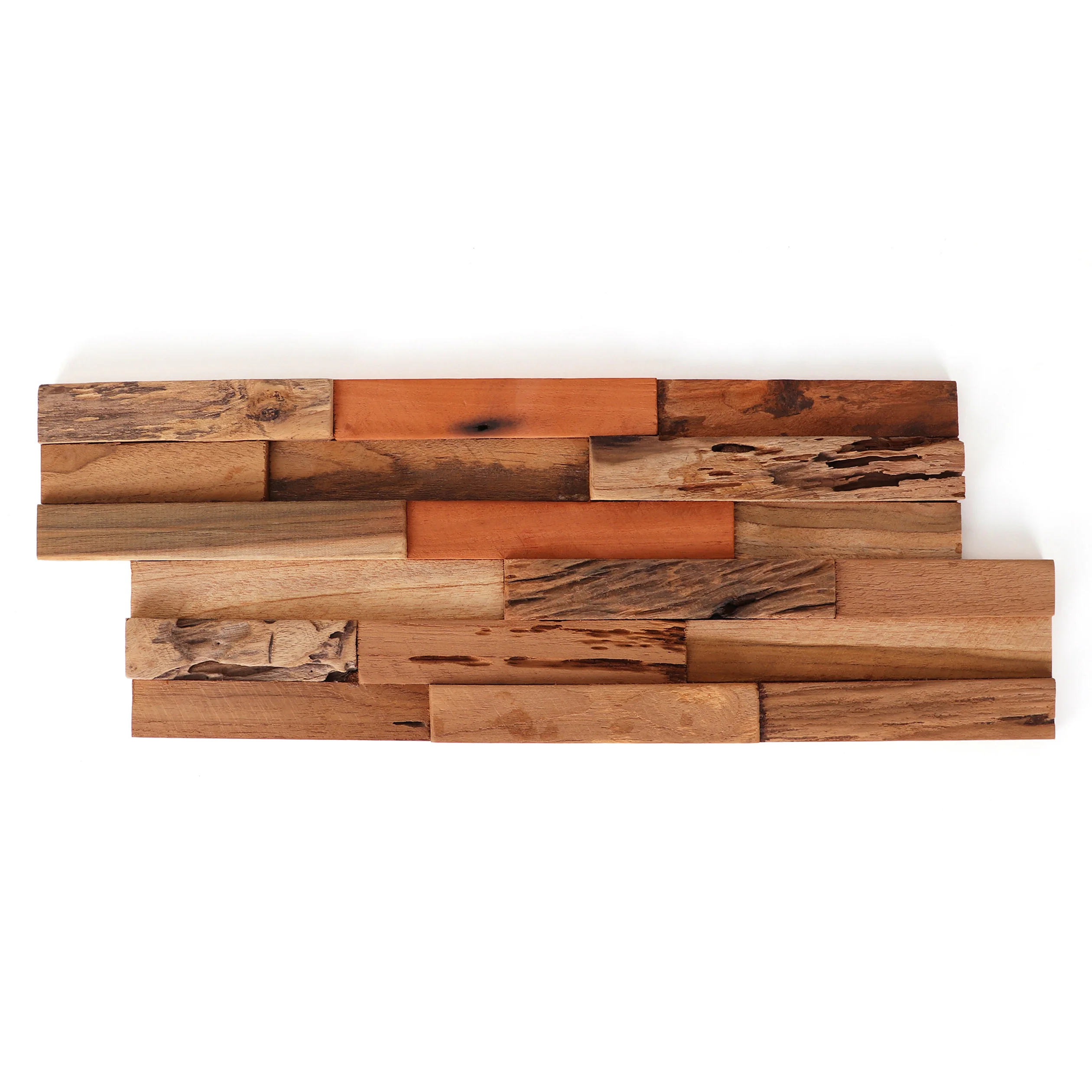 Relic 3D Teak Wood Wall Panels - 12 Pack - 12x4x0.25 - Teak | Federal Brace