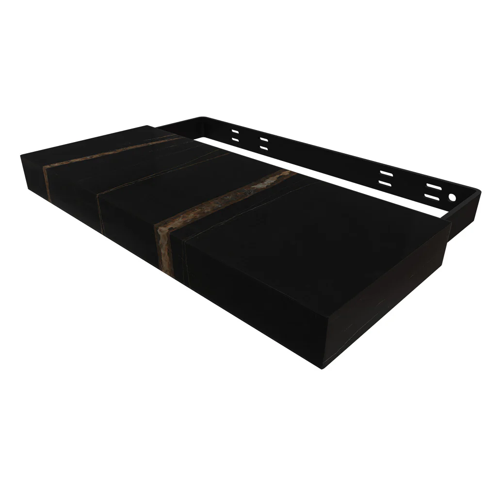 Porcelain Floating Shelf - 23 x 10 x 2.75 - Black Marbled