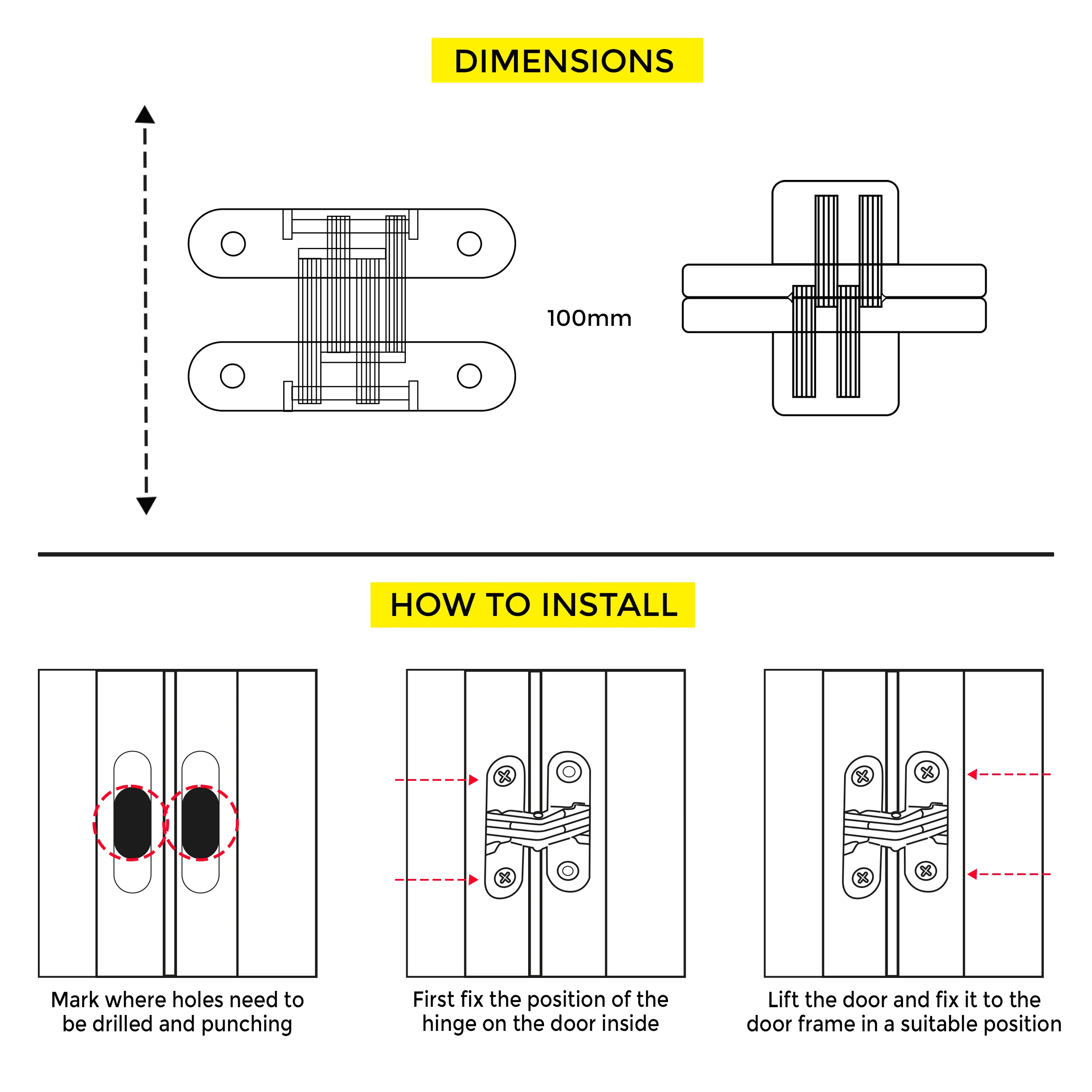 Invisible Hinge 100mm W/O Screw B-Nickel - Image 4