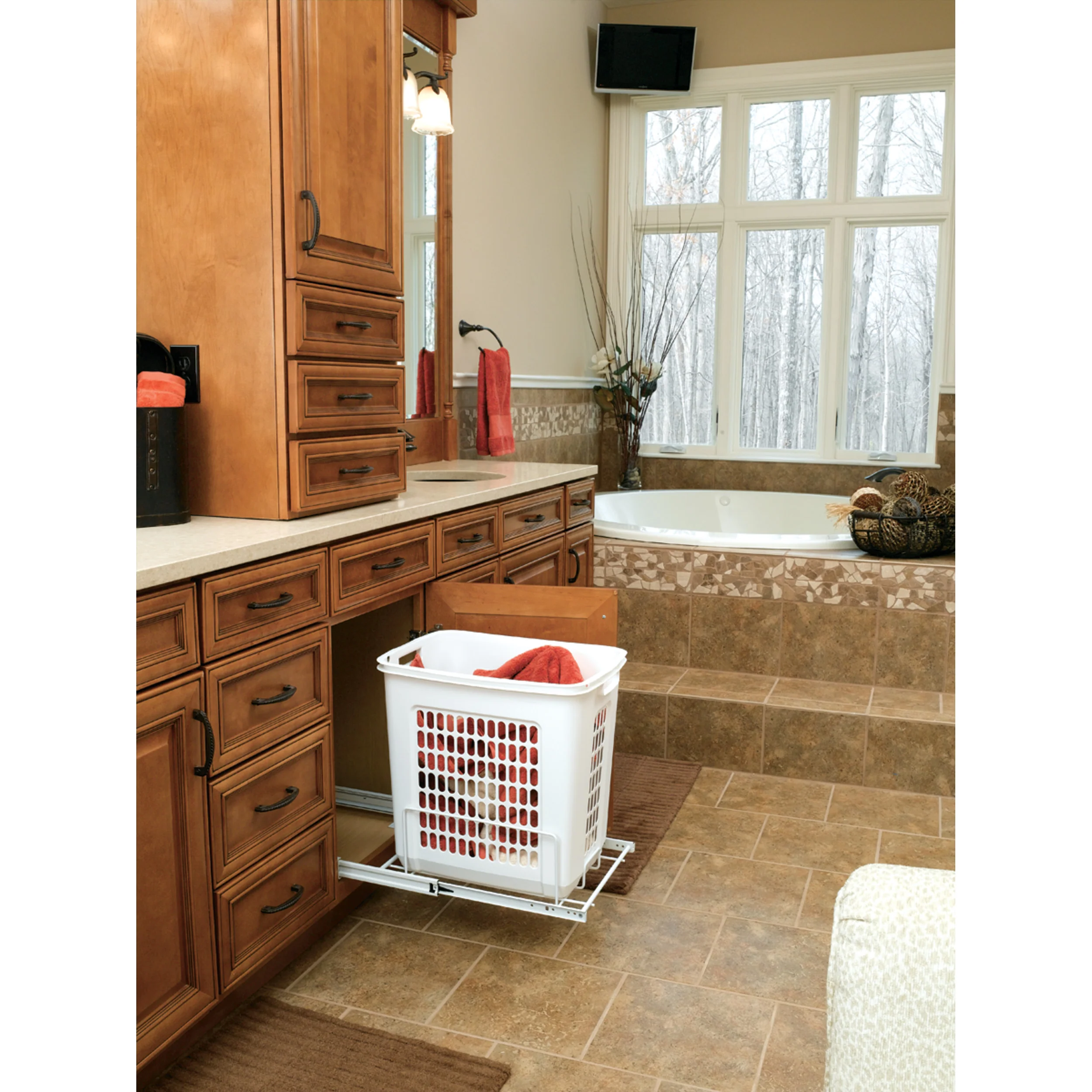 Hamper Basket (For HPRV-1520 S) White 14 in (356 mm) W x 18.65 in (474 mm) D x 18.25 in (464 mm) H - Image 2