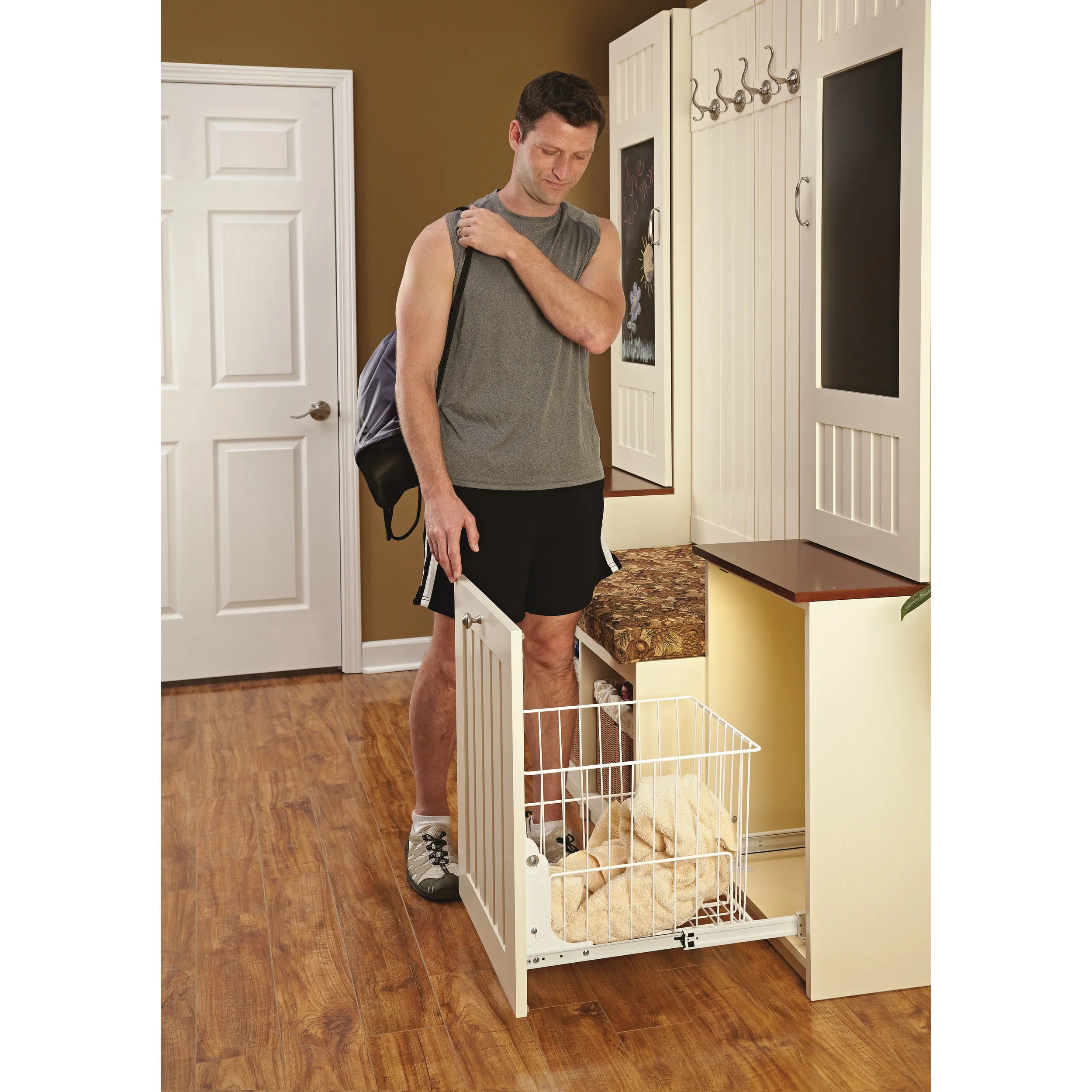 Pullout Wire Hamper White 14.75 in (375 mm) W x 18 in (457 mm) D x 19.38 in (492 mm) H - Image 5