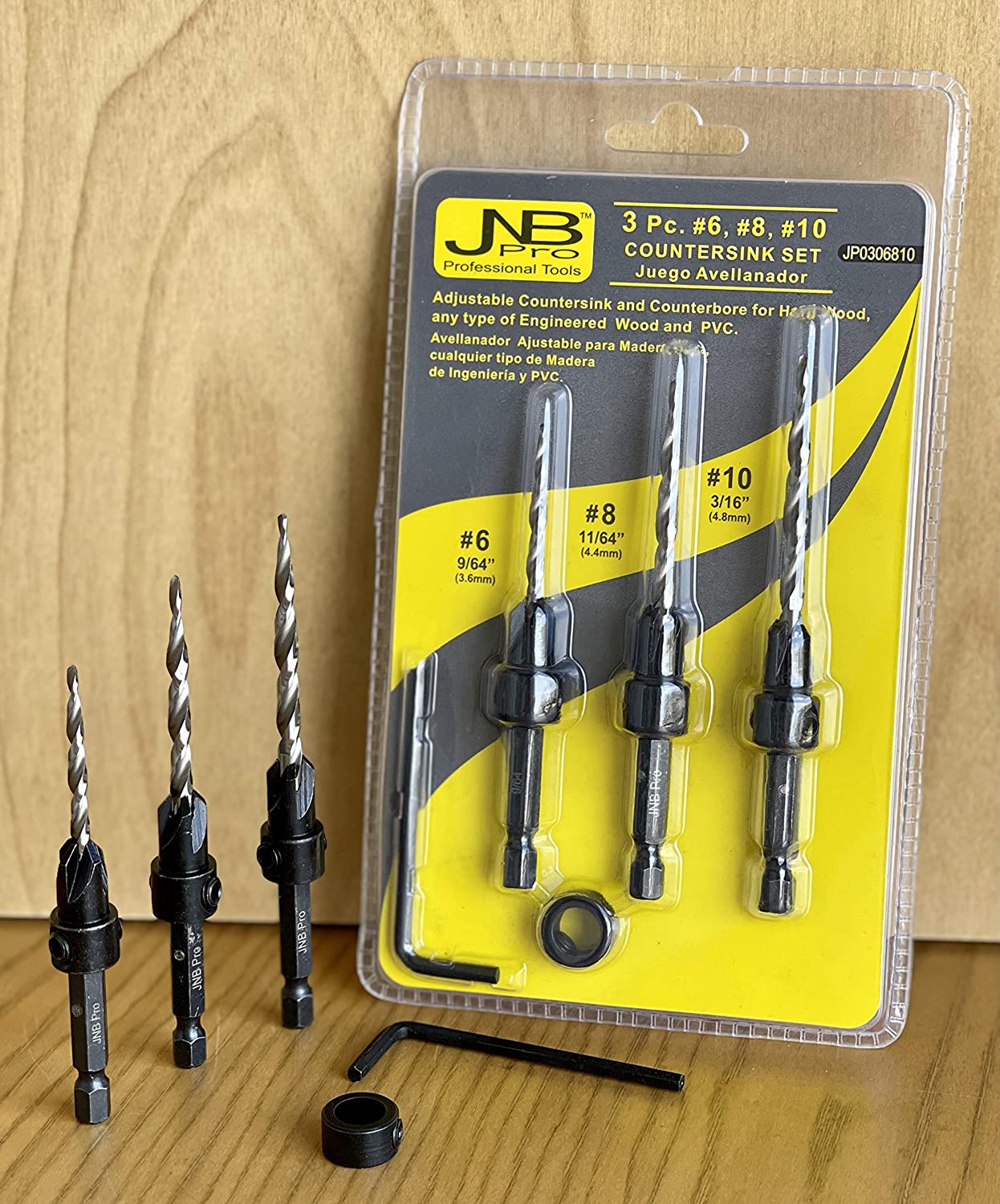 Countersink:3 Pc Pro Set- #6, #8, #10 Countersink Drill Bit - Image 4