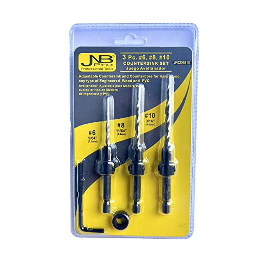 Countersink:3 Pc Pro Set- #6, #8, #10 Countersink Drill Bit - Image 5