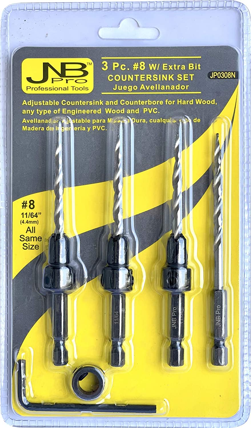 Countersink:3 Pc Pro Set #8 with extra bit Countersink Drill Bit - Image 3