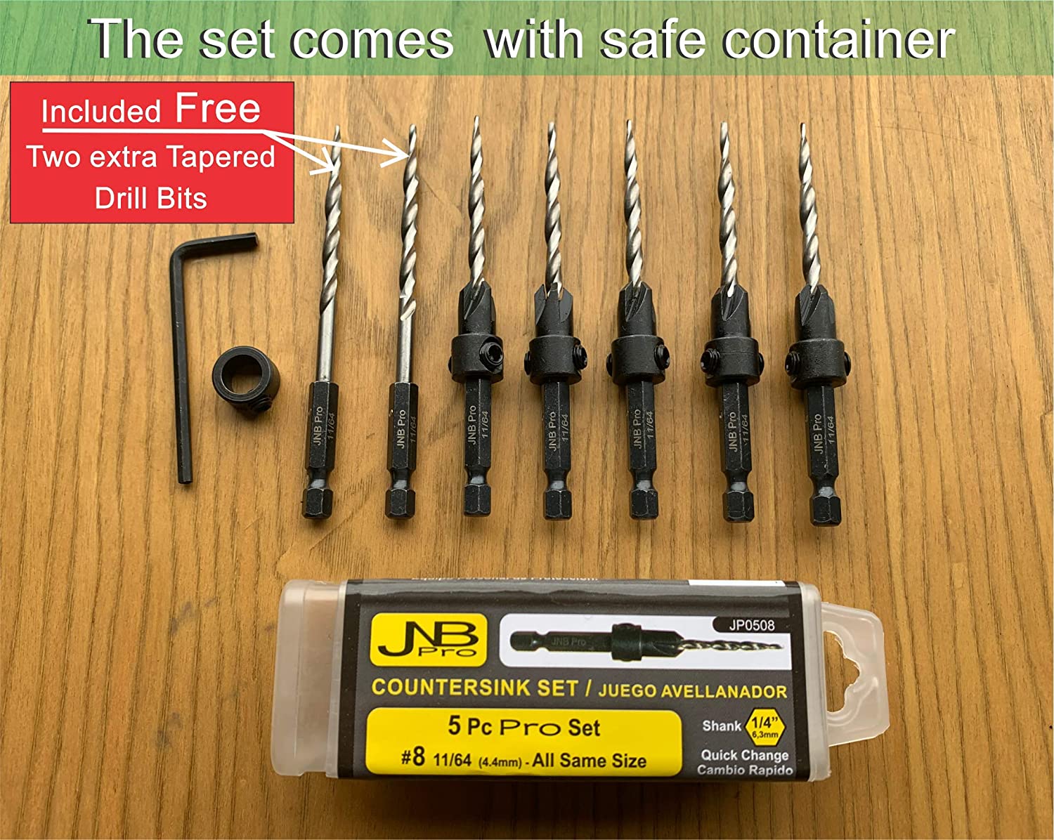 Countersink:5 Pc Pro Set- #8 with 2 extra bit- Countersink Drill Bit - Image 3