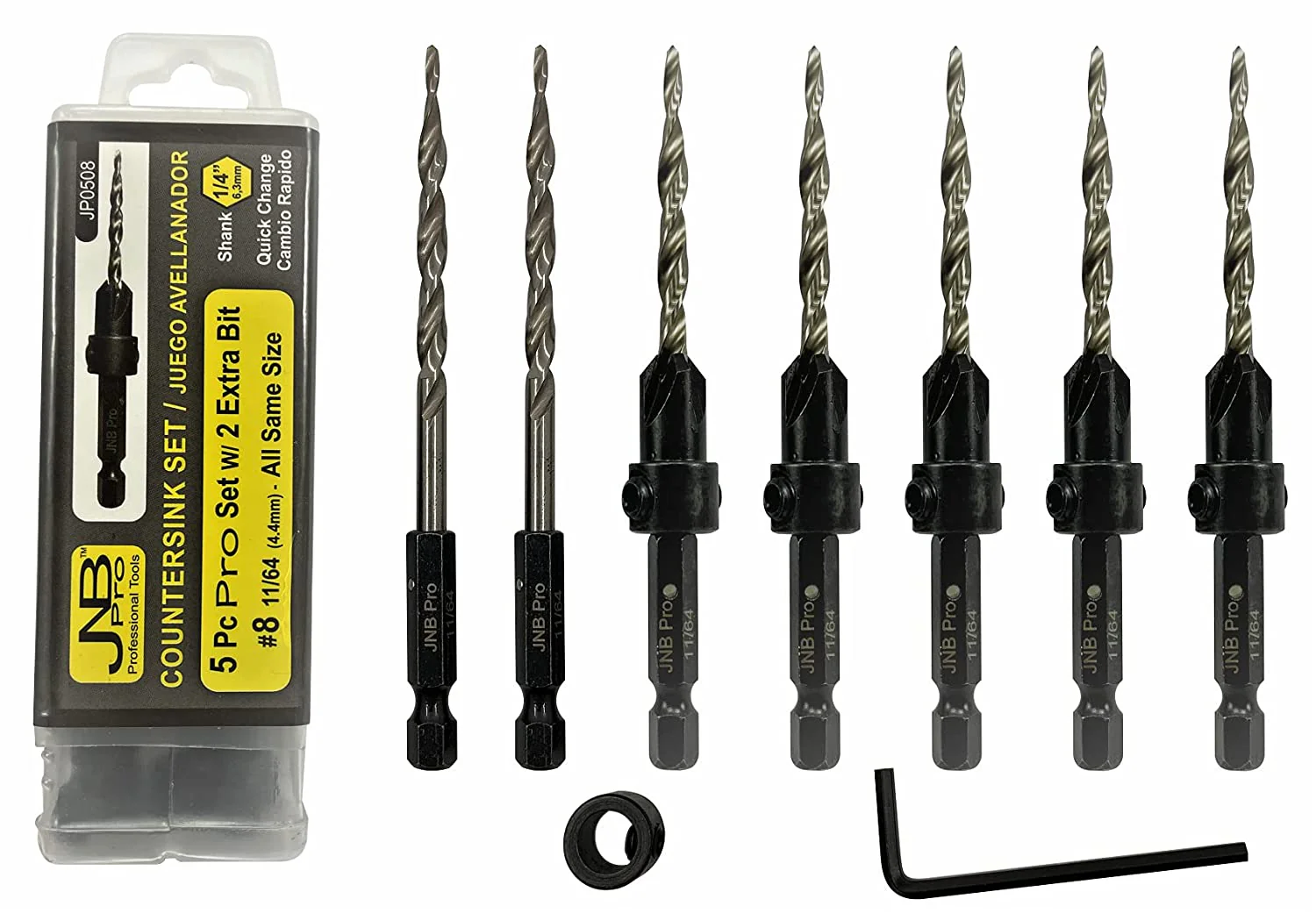 Countersink:5 Pc Pro Set- #8 with 2 extra bit- Countersink Drill Bit - Image 6