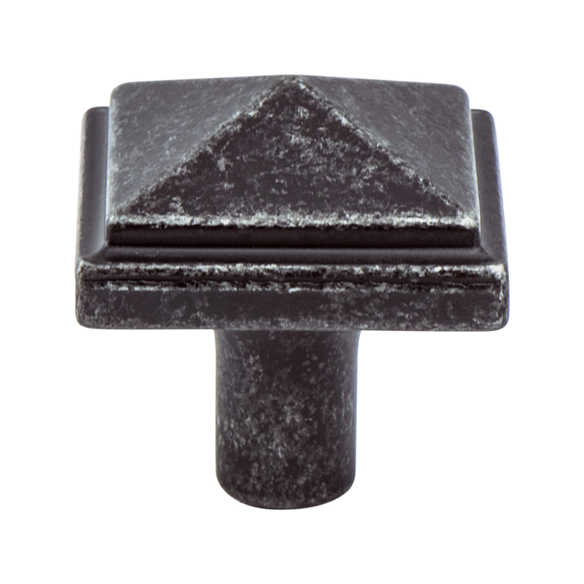 KNOB 1-3/16" SQR WEATHERED IRON 25/BOX