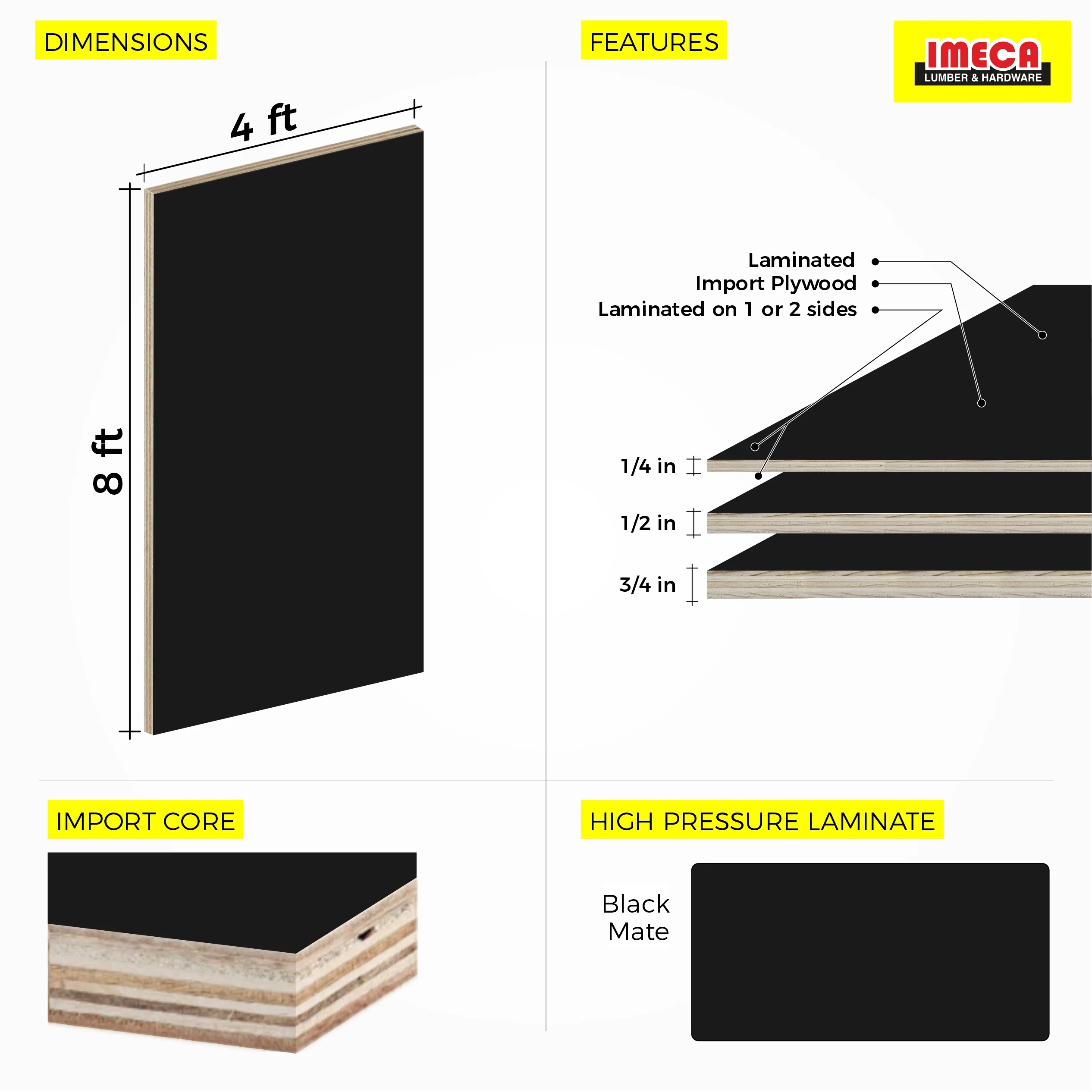 Laminated Black Plywood 4 ft x 8 ft (Imported Plywood) - Image 3