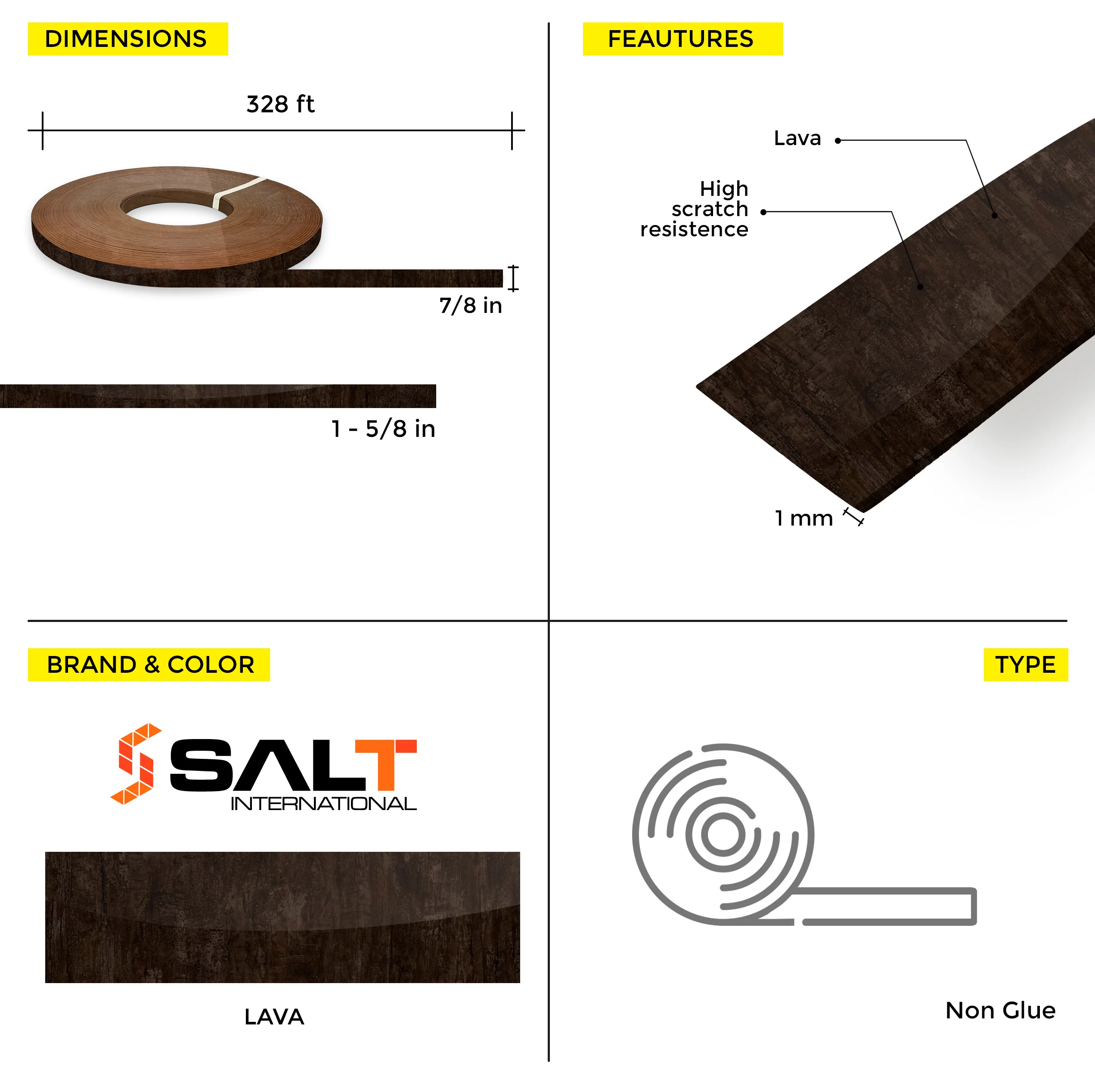 Lava PVC Edge Banding (328 ft x 1 mm) - Image 15
