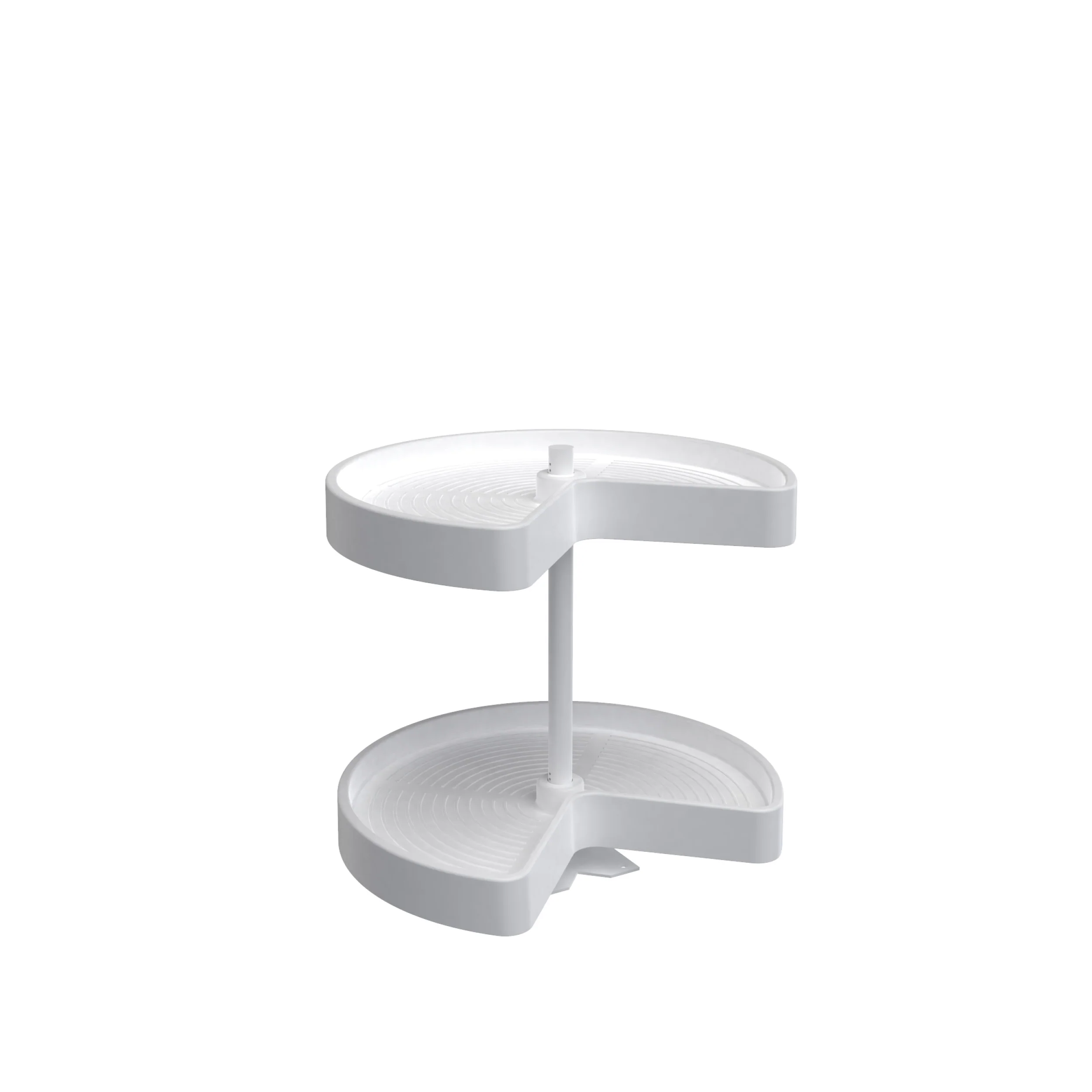 18 in White Polymer Kidney Lazy Susans 2-Shelf White 18 in (457 mm) W x 18 in (457 mm) D x 17.38 in (441 mm) H