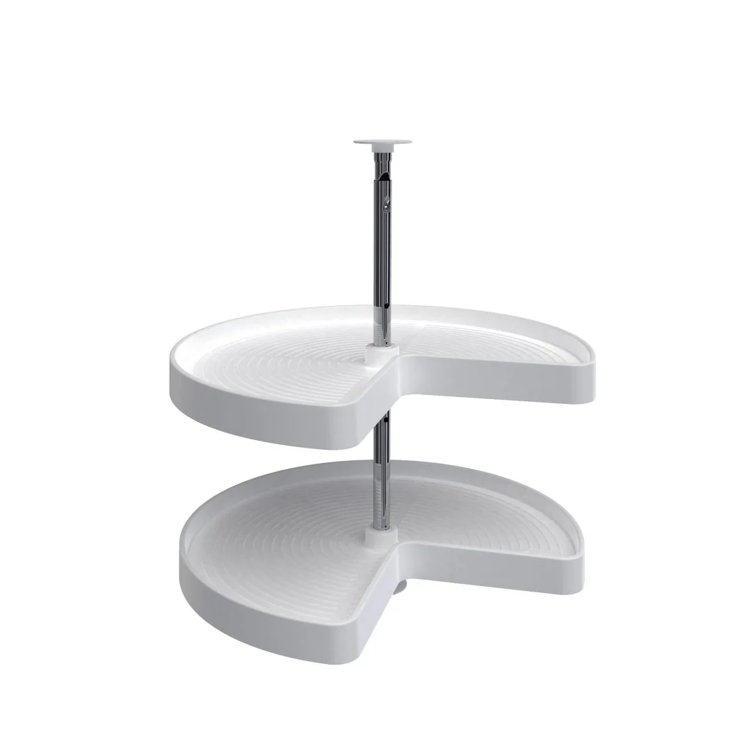 24 in White Polymer Kidney Lazy Susans 2-Shelf White  24 in (610 mm) W x 24 in (610 mm) D x 26 in (660 mm) H - Image 6