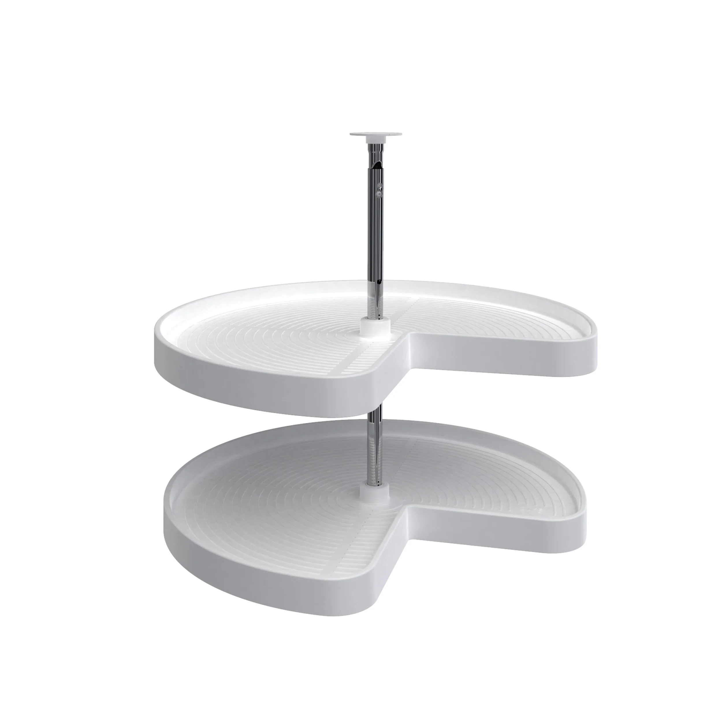 28 in White Polymer Kidney Lazy Susans 2-Shelf White  28 in (711 mm) W x 28 in (711 mm) D x 26 in (660 mm) H