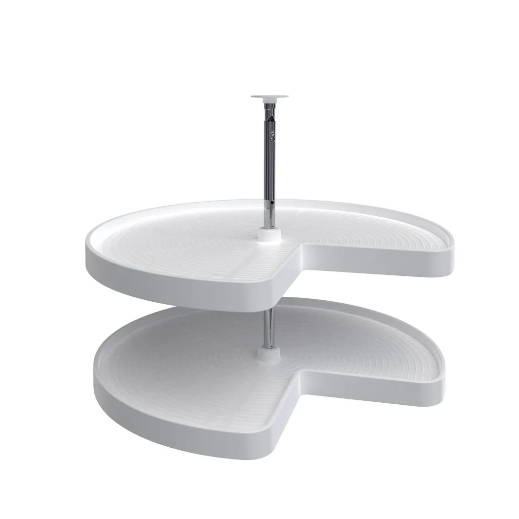 32 in White Polymer Kidney Lazy Susans 2-Shelf White  32 in (813 mm) W x 32 in (813 mm) D x 26 in (660 mm) H - Image 6