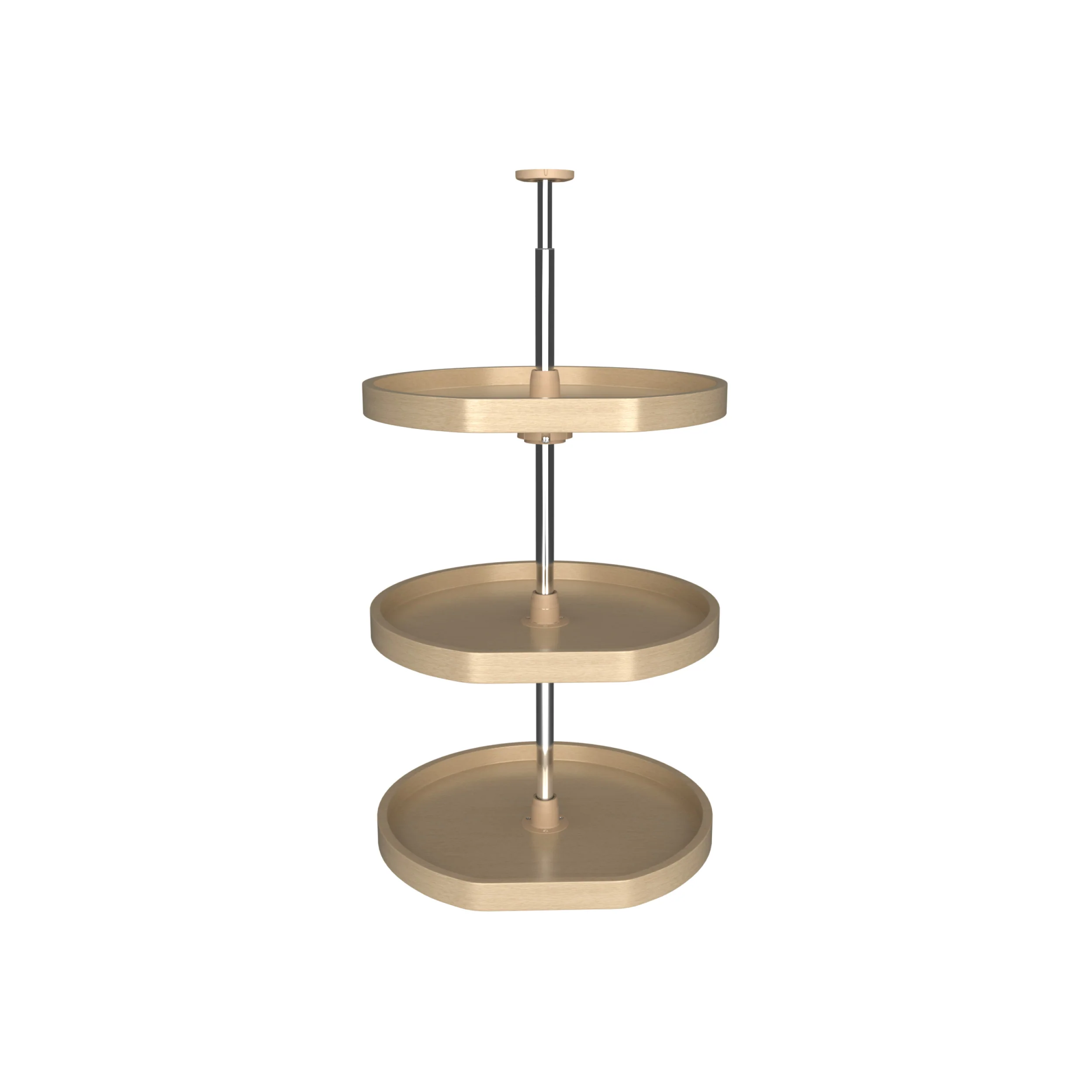 20 in Banded Wood D-Shape Lazy Susans 3-Shelf Natural 20 in (508 mm) W x 20 in (508 mm) D x 38 in (965 mm) H - Image 8