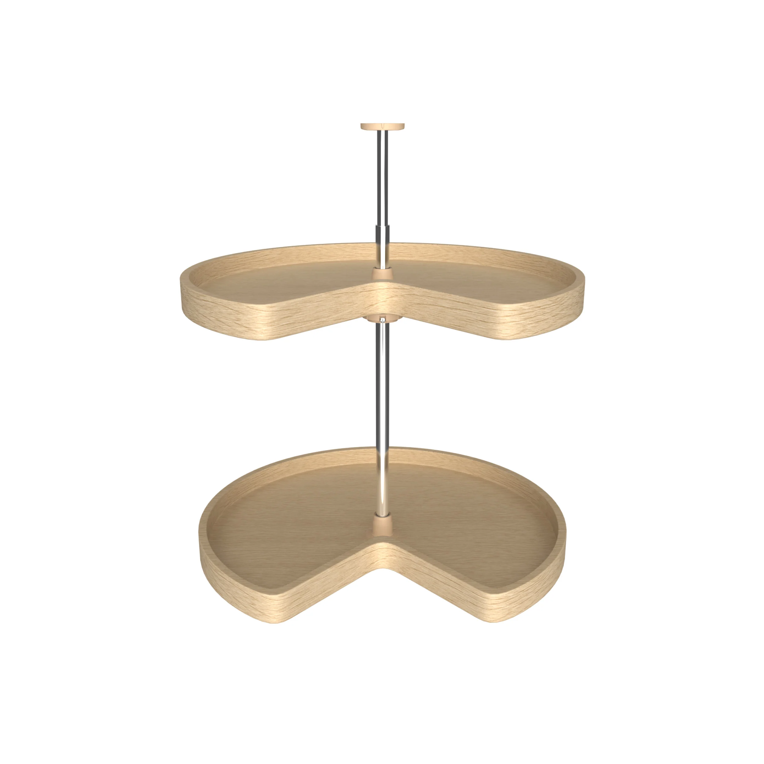 24 in Banded Wood Kidney Lazy Susans 2-Shelf Natural  24 in (610 mm) W x 24 in (610 mm) D x 26 in (660 mm) H - Image 6