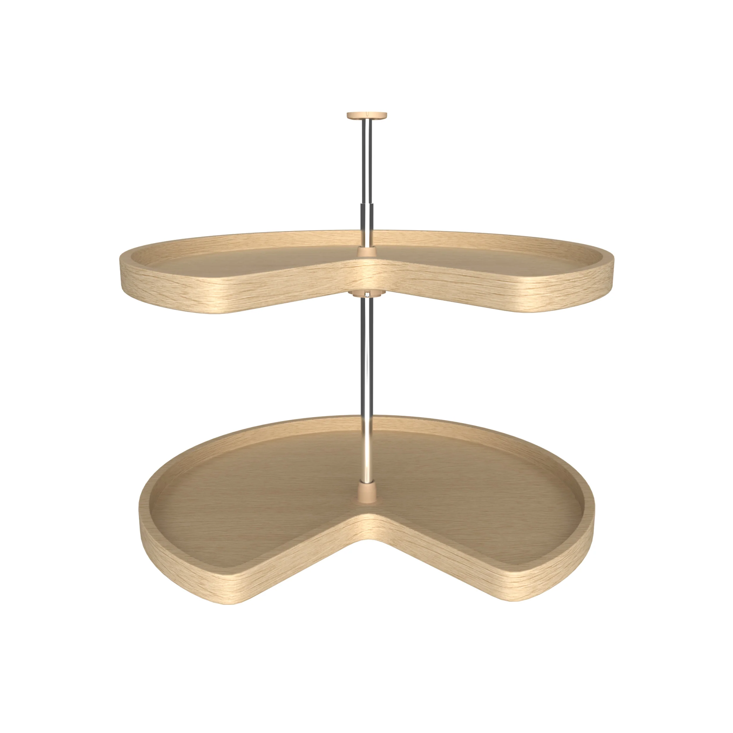 28 in Banded Wood Kidney Lazy Susans 2-Shelf Natural  28 in (711 mm) W x 28 in (711 mm) D x 26 in (660 mm) H