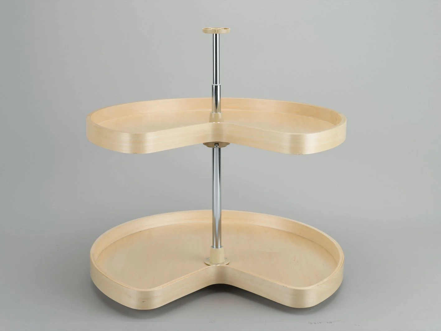 28 in Banded Wood Kidney Lazy Susans 2-Shelf Natural  28 in (711 mm) W x 28 in (711 mm) D x 26 in (660 mm) H - Image 7