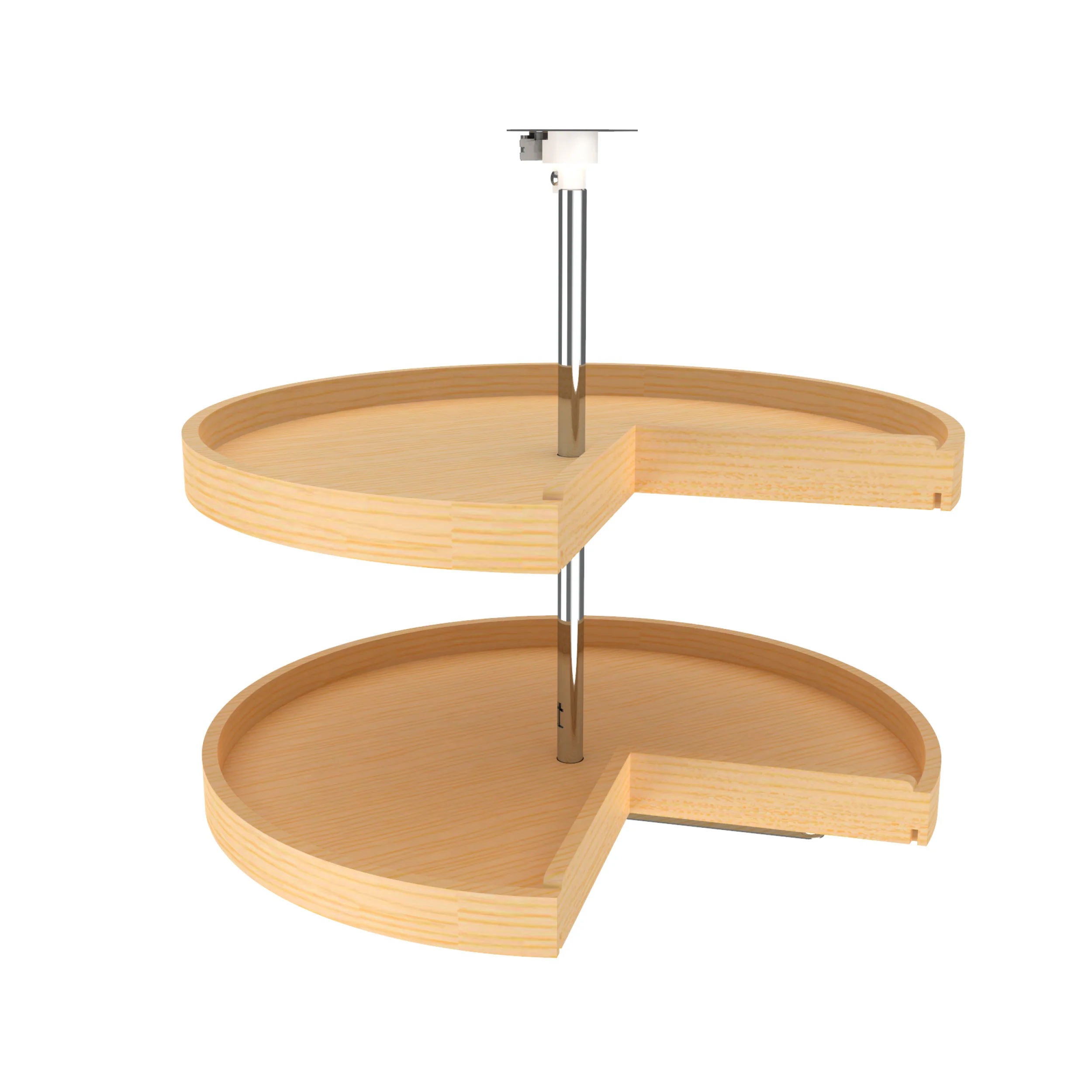 28 in Banded Wood Pie-Cut Lazy Susans 2-Shelf Natural  28 in (711 mm) W x 28 in (711 mm) D x 26 in (660 mm) H - Image 3