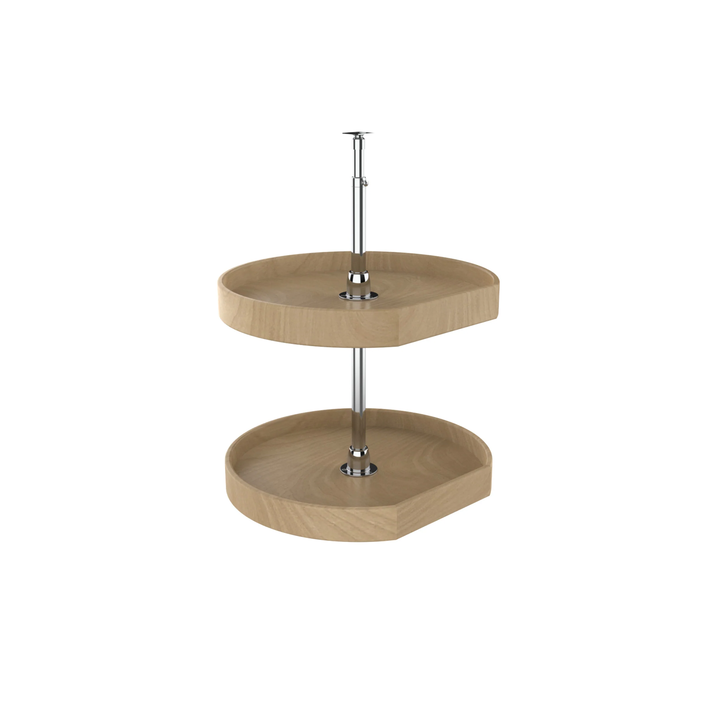 20 in Natual Wood D-Shape Lazy Susans 2-Shelf Natural 20 in (508 mm) W x 20 in (508 mm) D x 26 in (660 mm) H